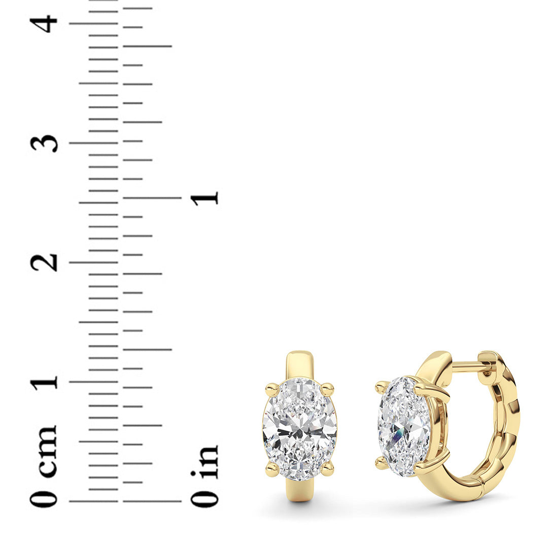 2Cttw Oval Shaped Lab Grown Diamond (F/VS ) HuggieEarrings in 14K Gold
