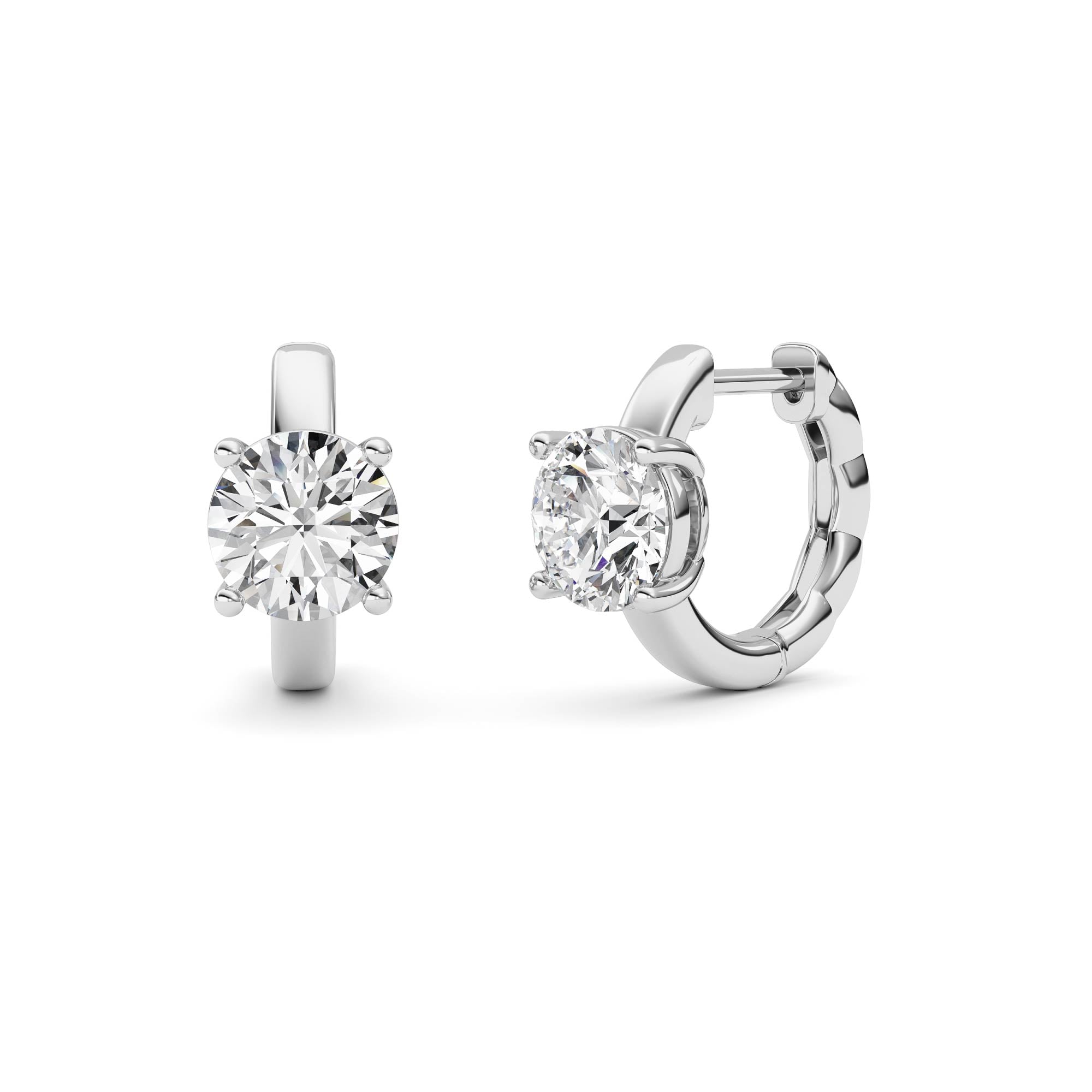 Round Shaped Lab Grown Diamond (F/VS ) Huggie Earrings in 14K Gold