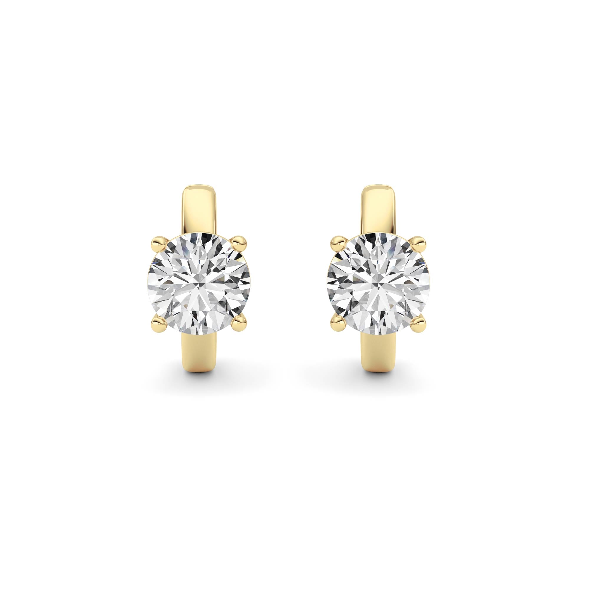 Round Shaped Lab Grown Diamond (F/VS ) Huggie Earrings in 14K Gold