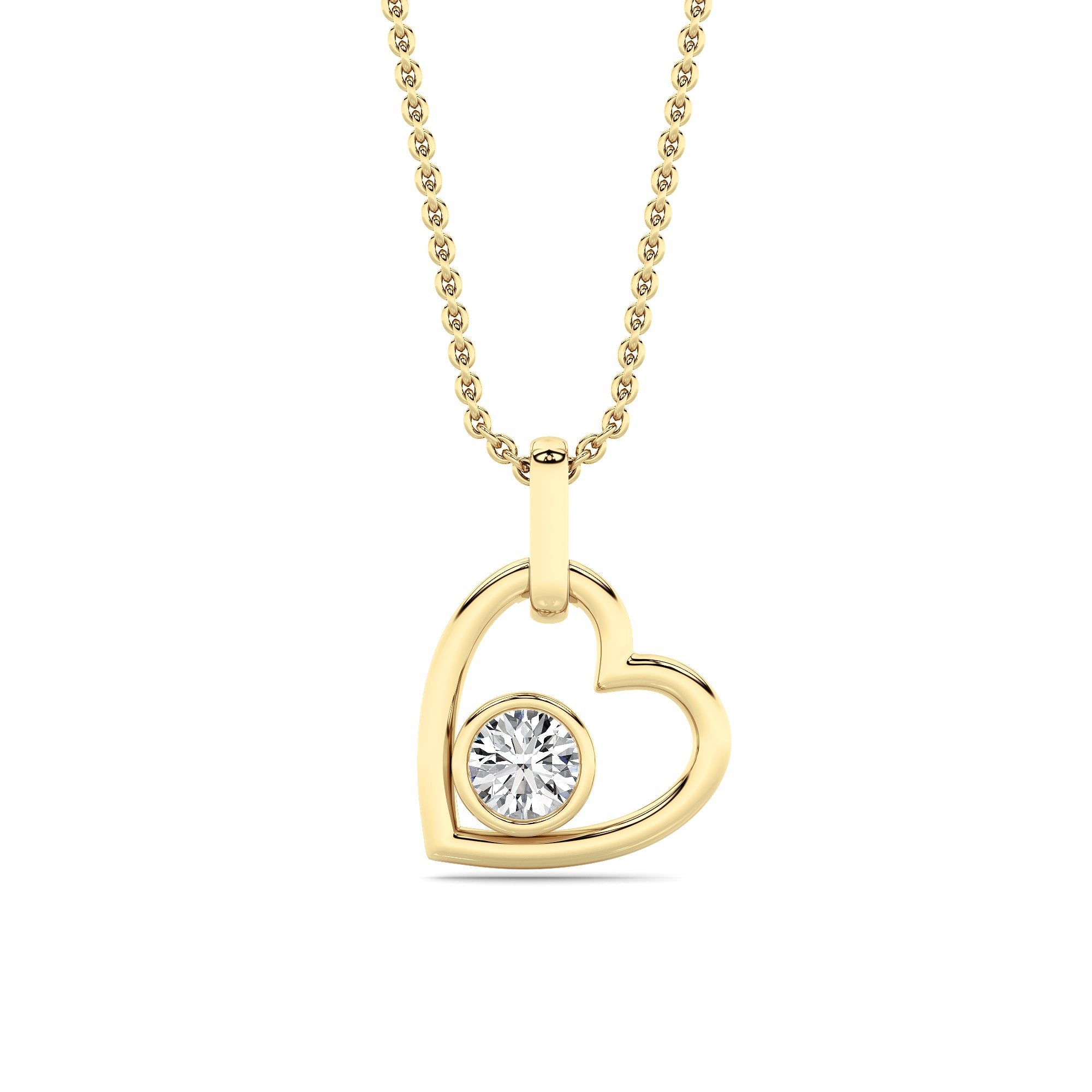 0.33ct Round Lab Grown Diamond (F/VS ) Heart Pendant in 14K Yellow Gold