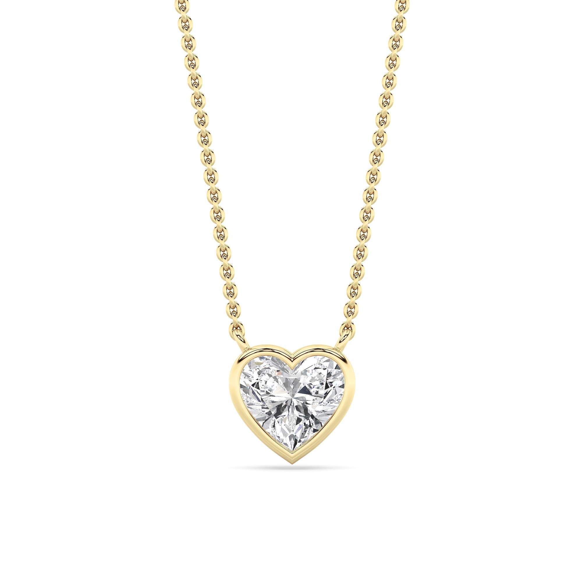 Heart Lab Grown Diamond (F/VS ) Prong 14k Yellow Gold Pendant Necklace