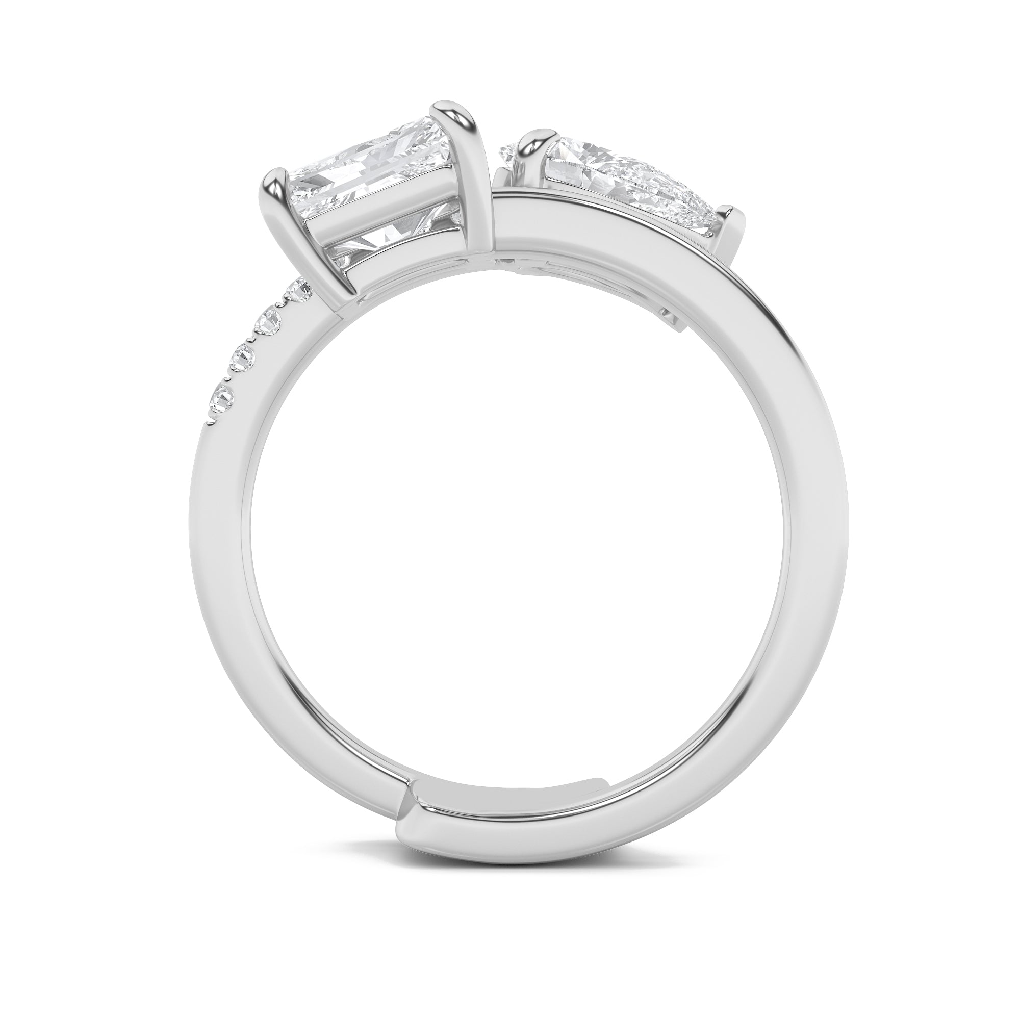 1.5Cttw Pear Shaped Lab Grown Diamond (F/VS) Toi et Moi Fashion Ring in 14K Gold