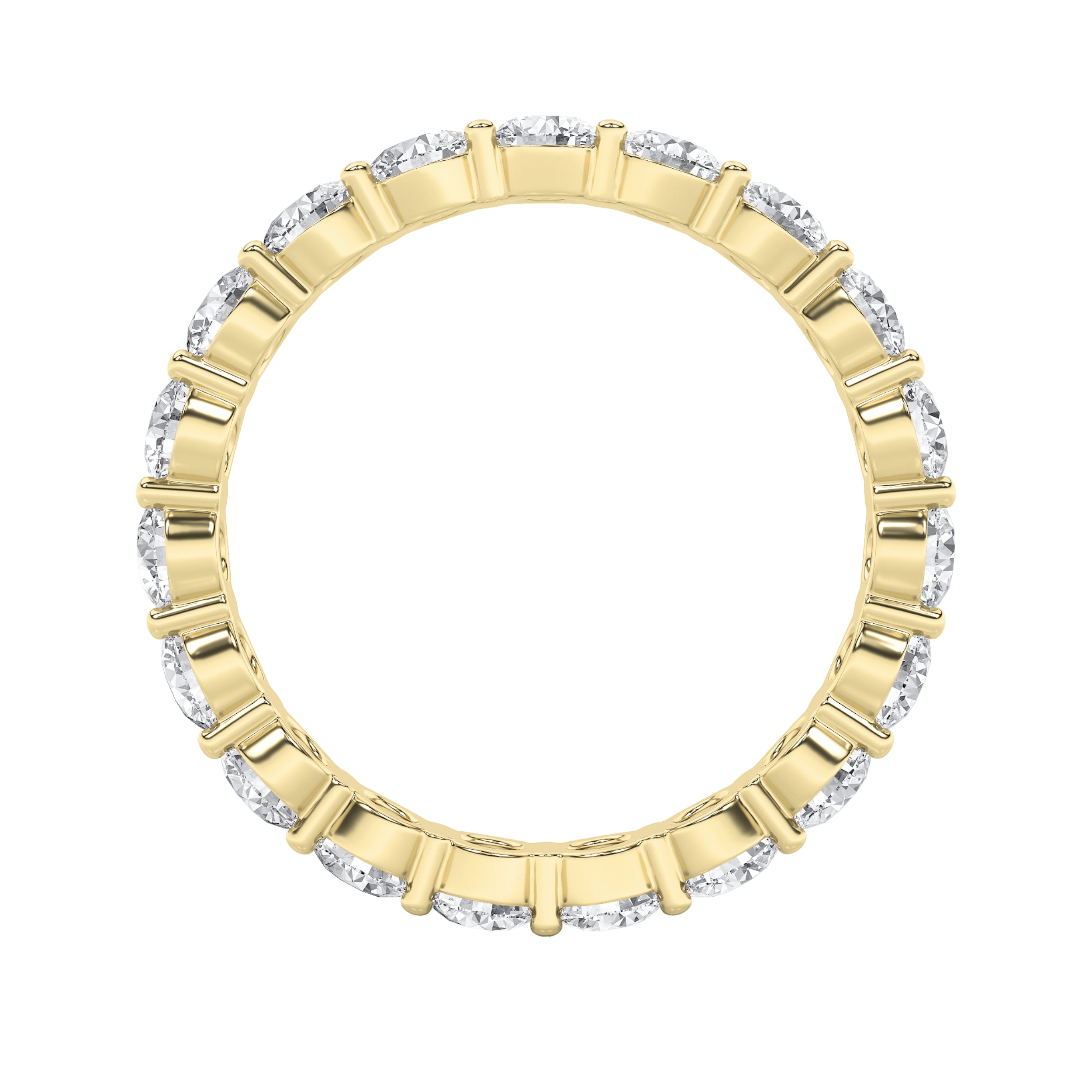 2Cttw Round Shaped Lab Grown Diamond Split Prong Eternity Ring in 14K Gold (F/VS)