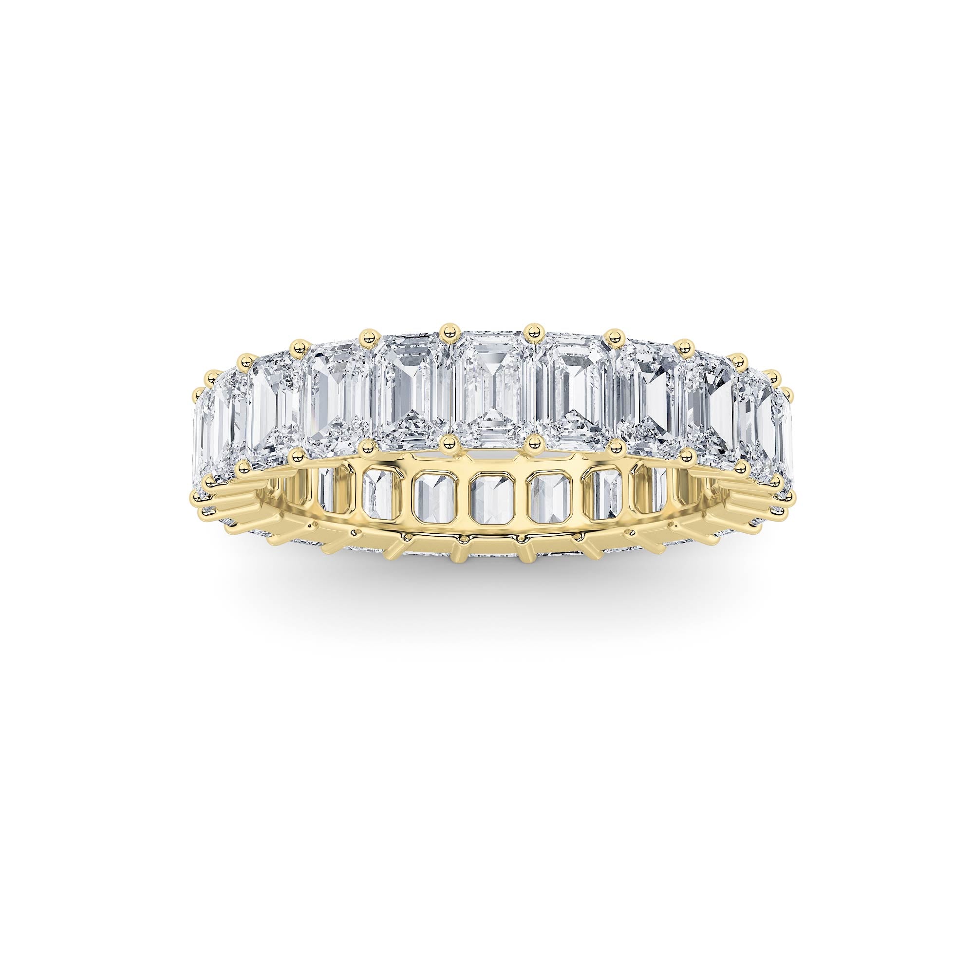 2.9Cttw Emerald Shaped Lab Grown Diamond Split Prong Eternity Ring in 14K Gold (F/VS)