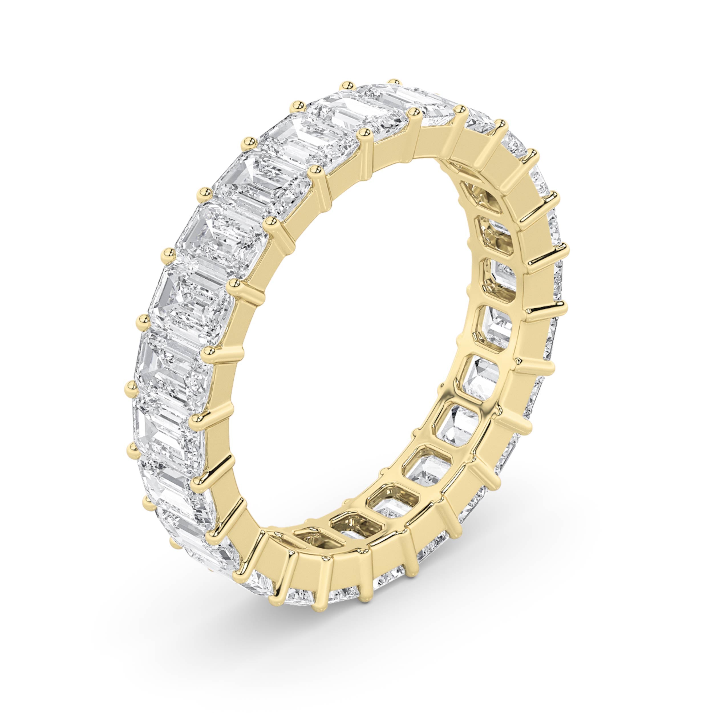 2.9Cttw Emerald Shaped Lab Grown Diamond Split Prong Eternity Ring in 14K Gold (F/VS)