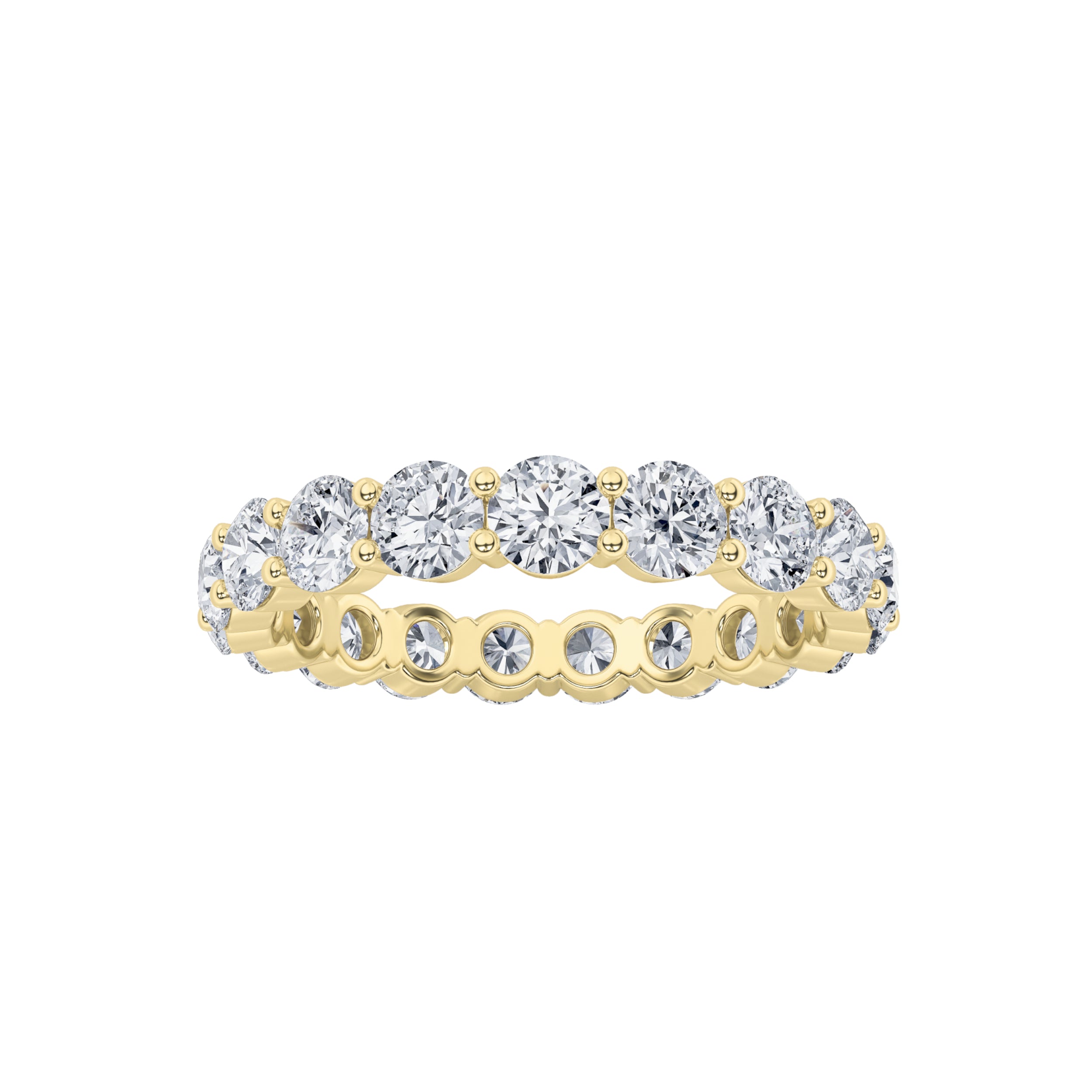 2.7Cttw Round Shaped Lab Grown Diamond Split ProngEternity Ring in 14K Gold (F/VS)