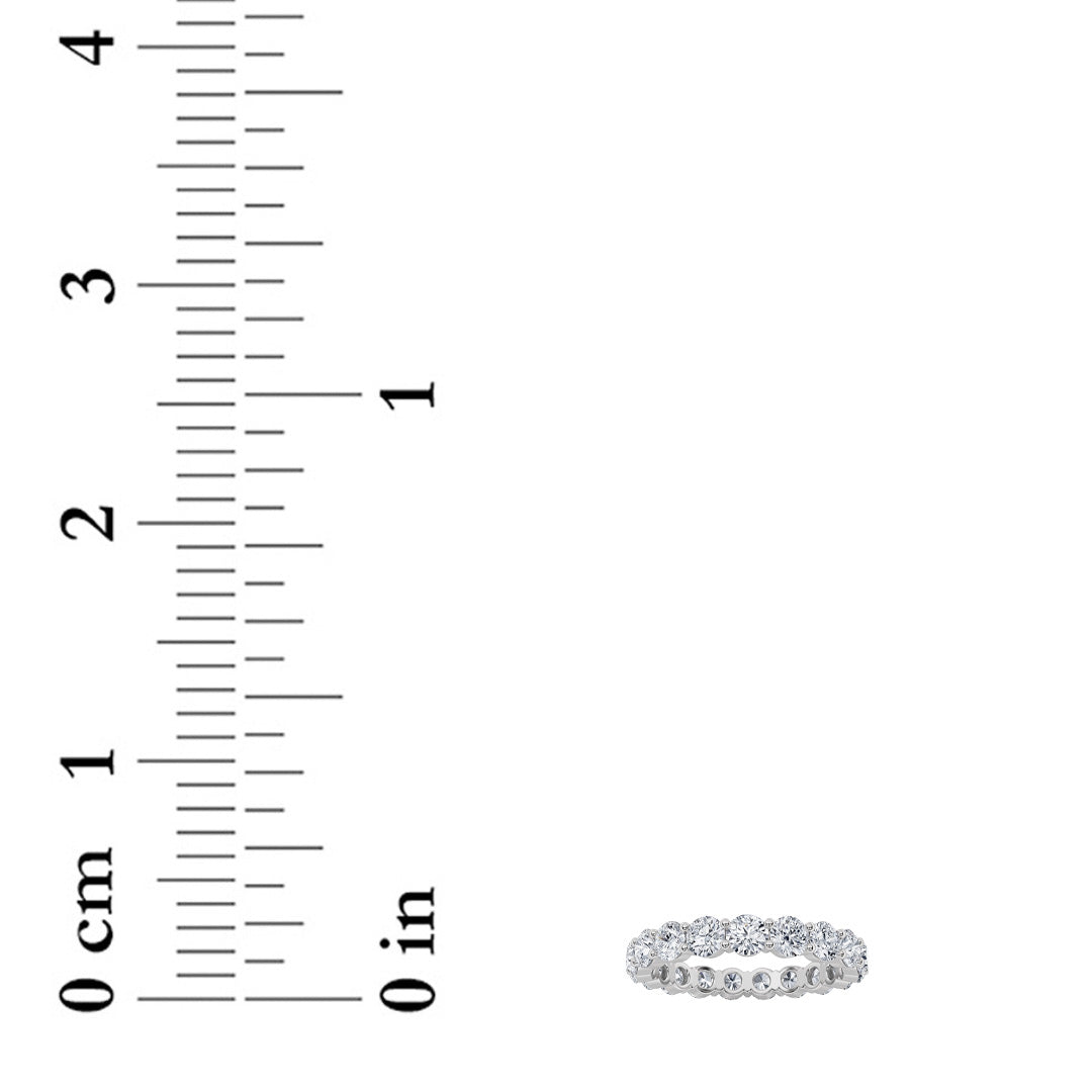 3Cttw Round Shaped Lab Grown Diamond Split Prong Eternity Ring in 14K Gold (F/VS)
