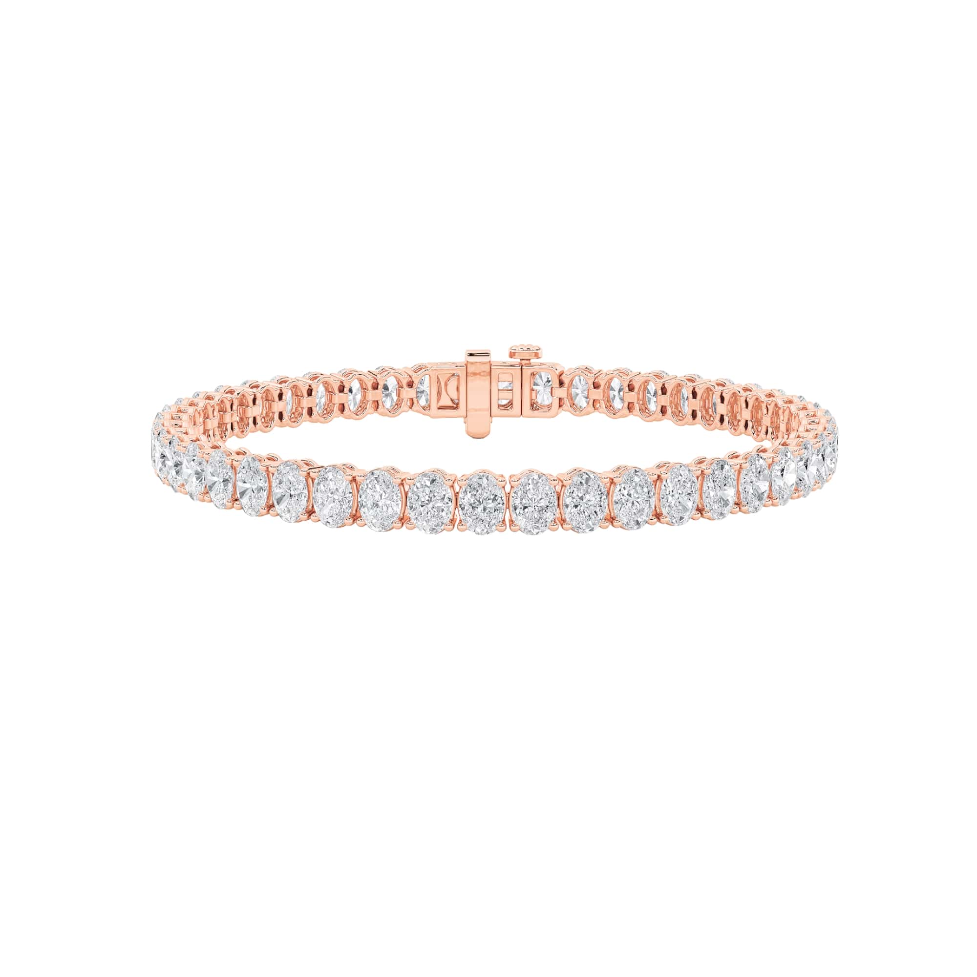 Oval Shaped Lab Diamond East West Line Bracelet in 14K Gold