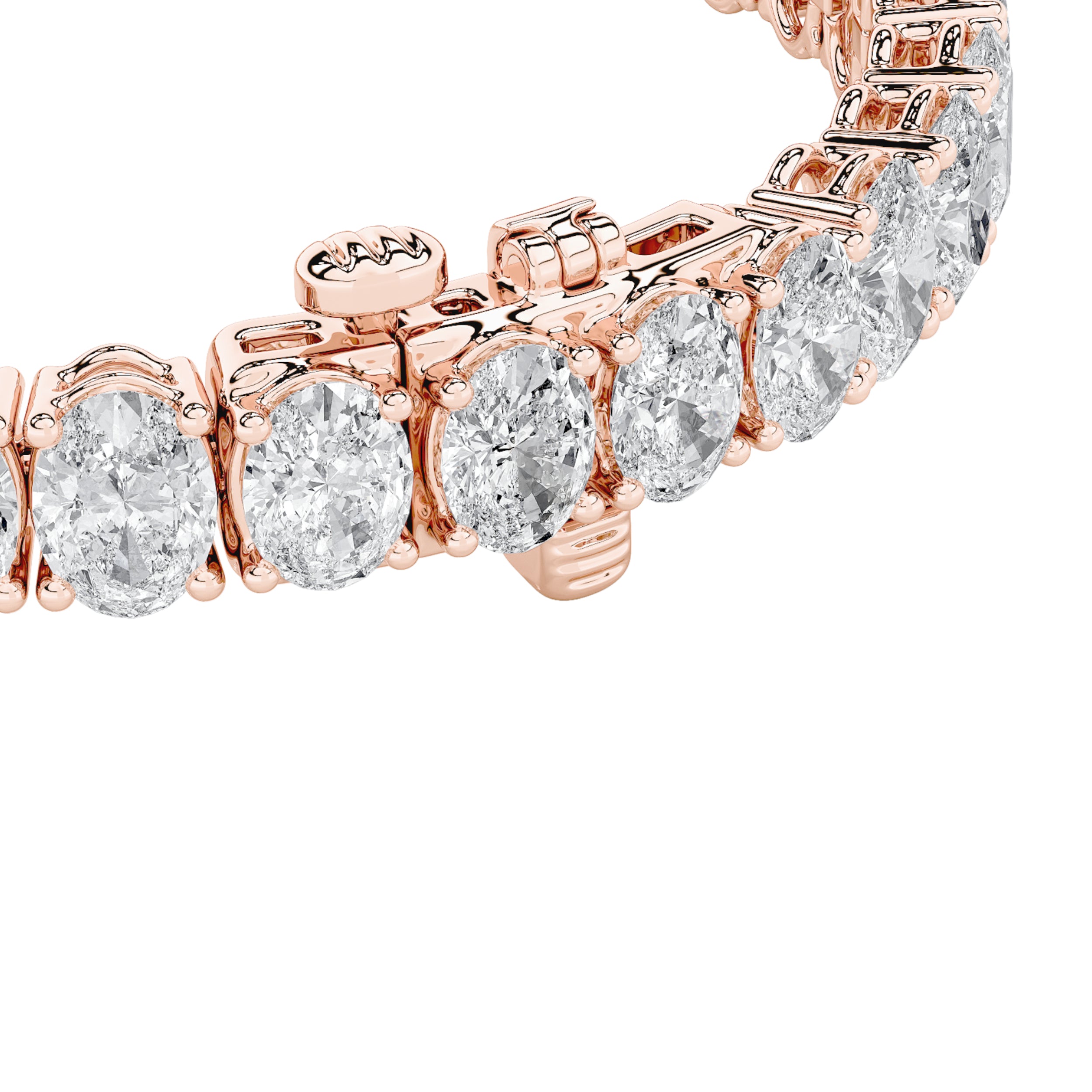 Oval Shaped Lab Diamond East West Line Bracelet in 14K Gold