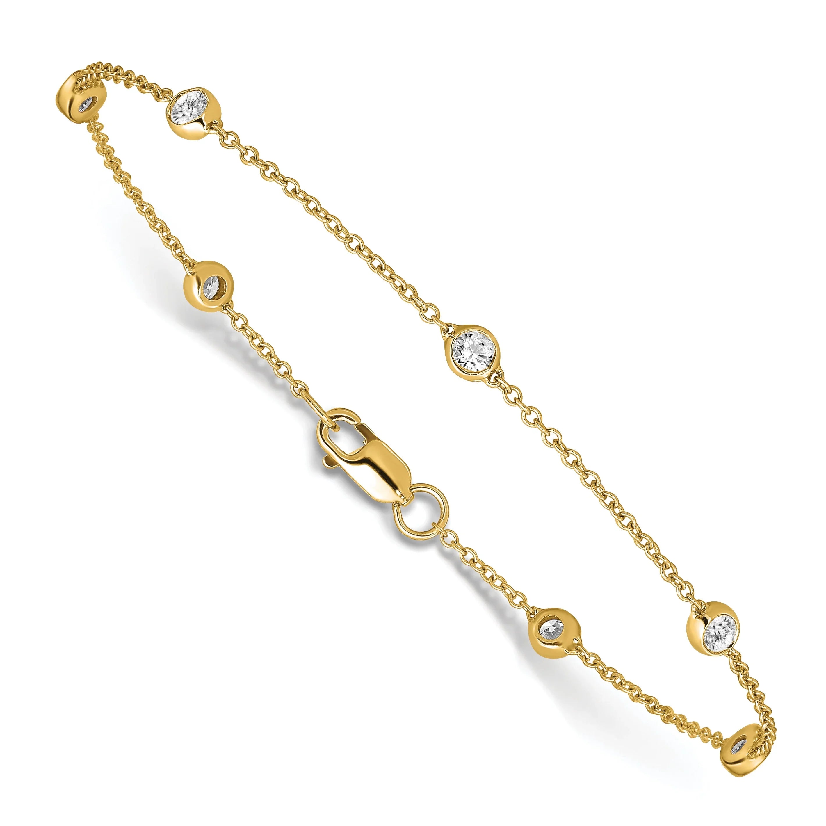 14k Gold Lab Grown Diamond Station Bracelets - Fine Diamond