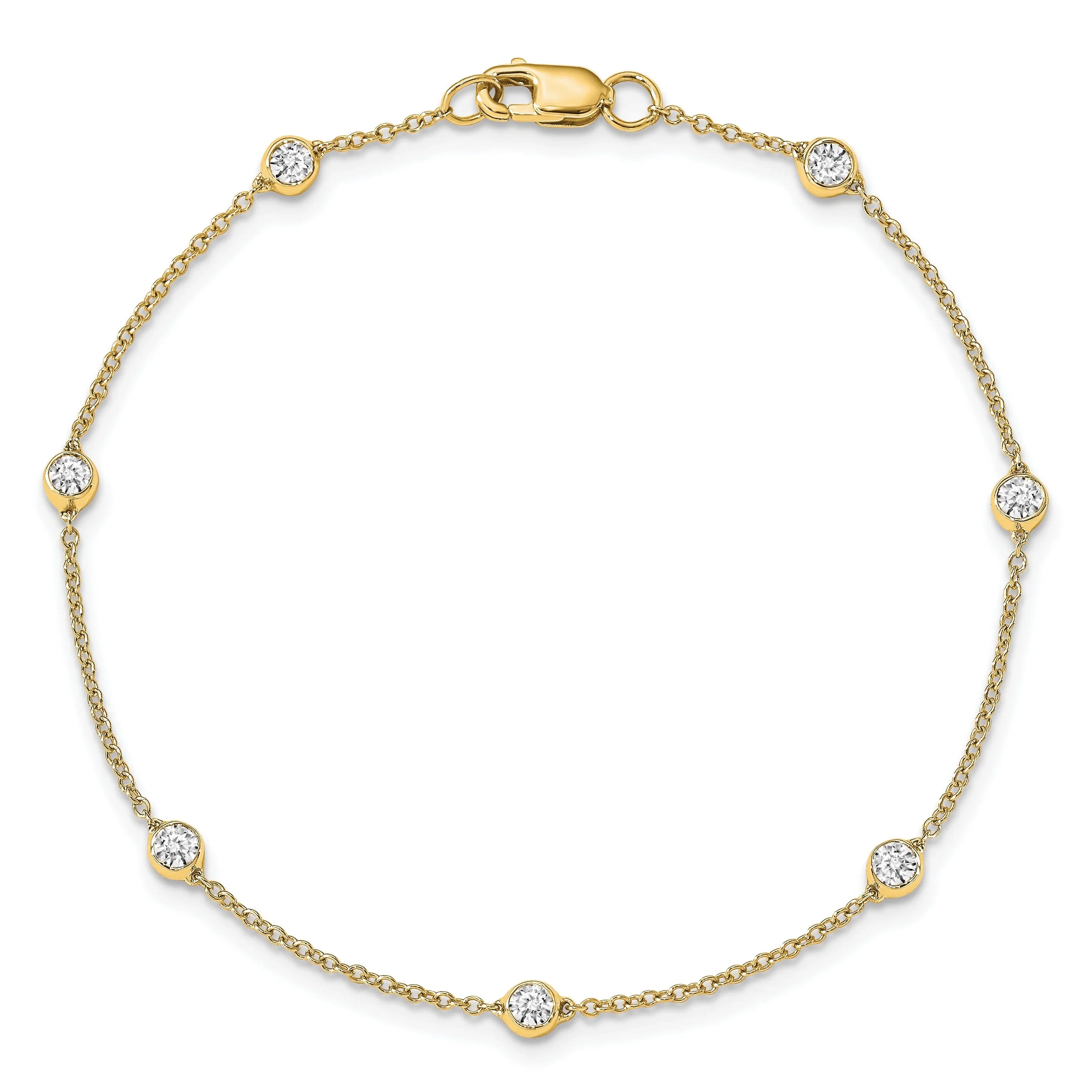 14k Gold Lab Grown Diamond Station Bracelets - Fine Diamond