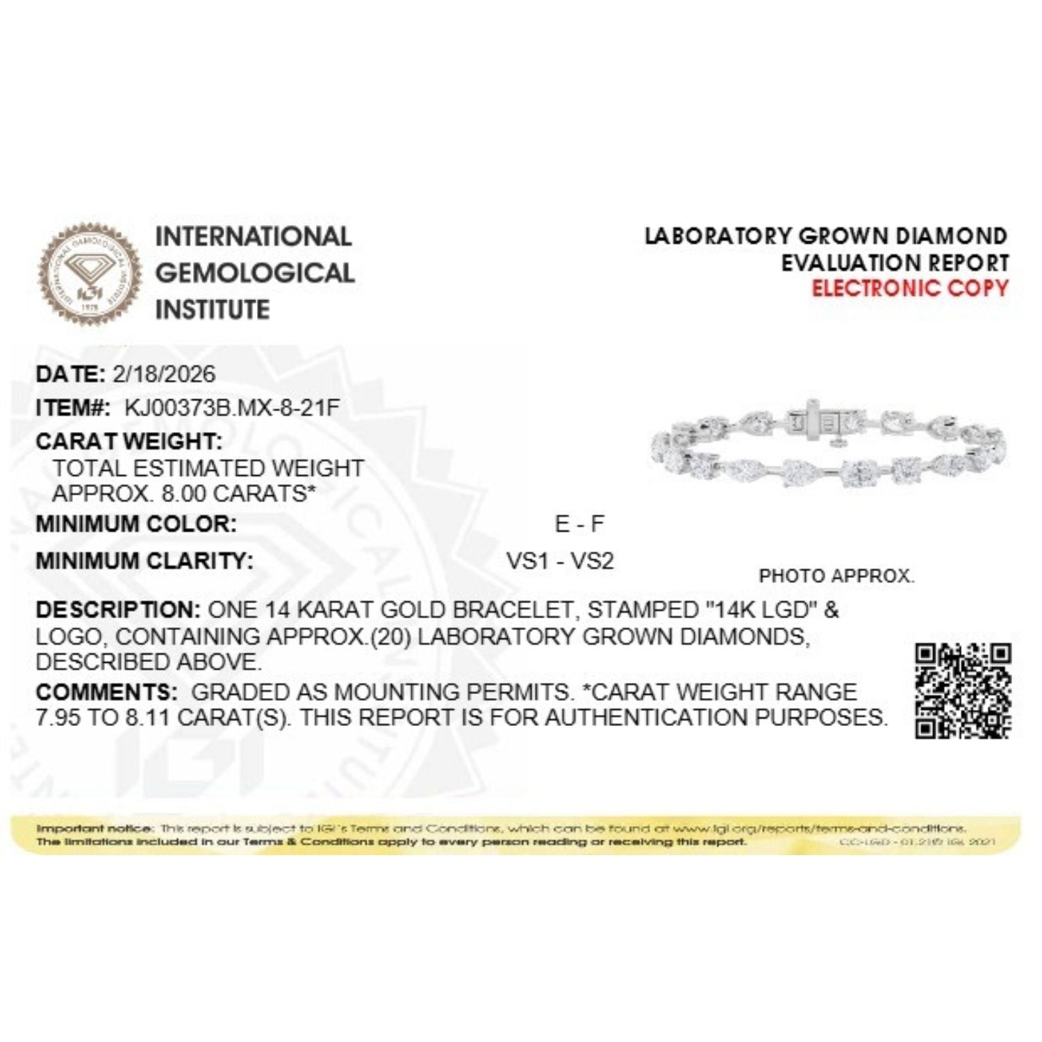 Mix Shaped Lab Grown Diamond East & West Bracelet in 14K Gold (F/VS)
