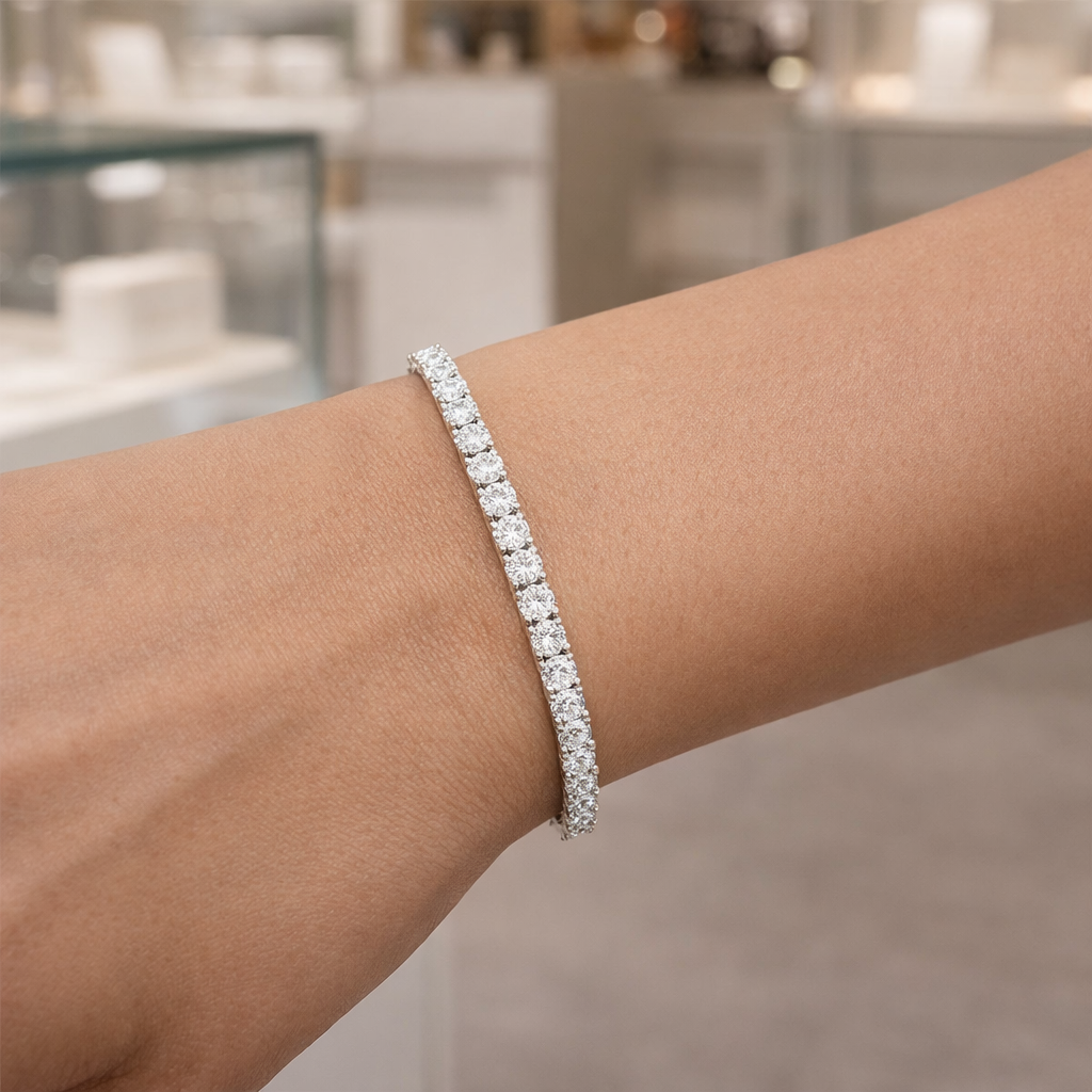 14k White Gold Lab Diamond Tennis Bracelet 5ct