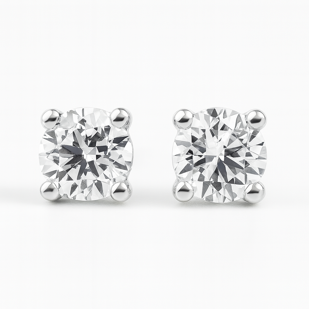 IGI Certified Round Lab Grown Diamond Stud Earrings White Gold