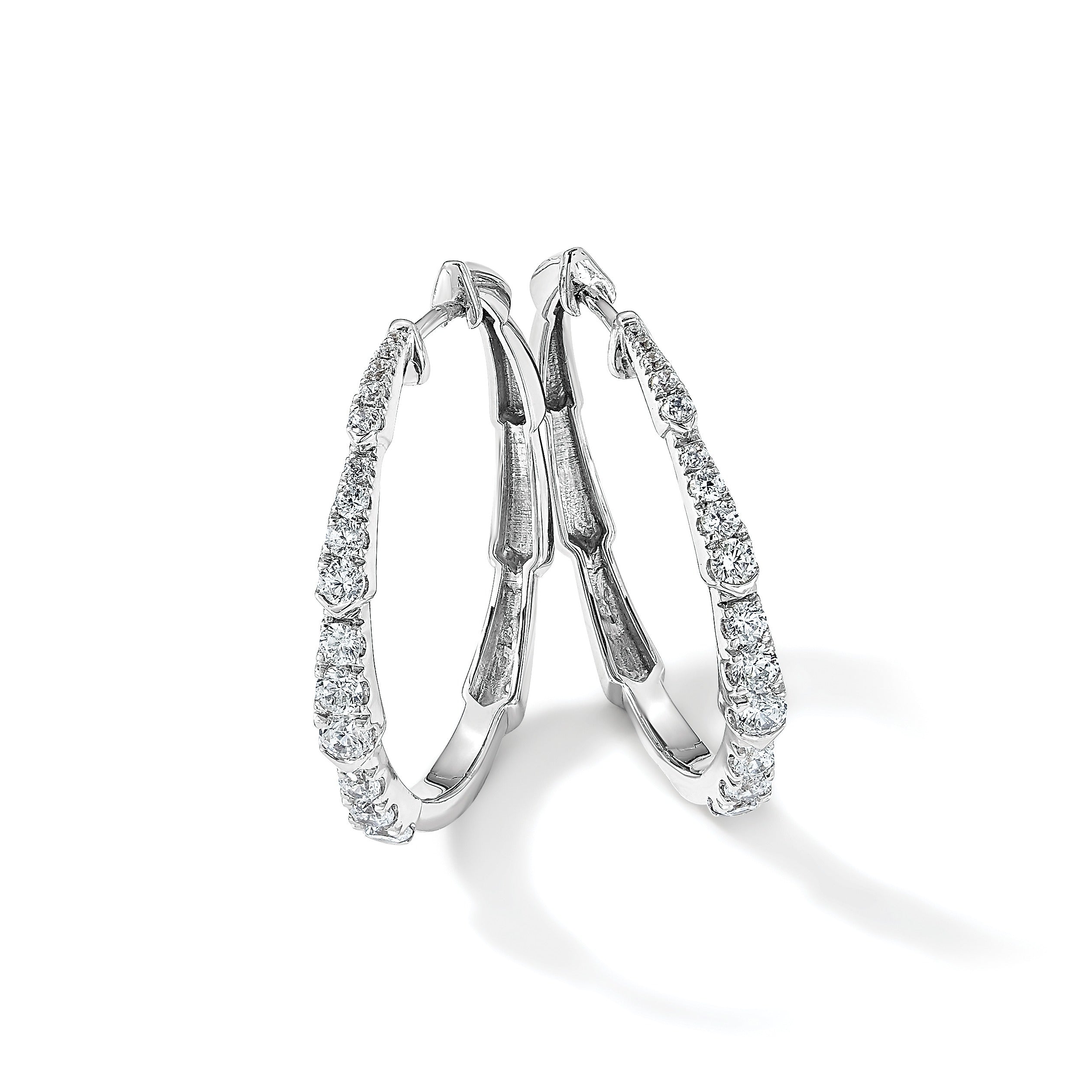 14K Gold Lab Grown Diamond Round Hoop Earrings