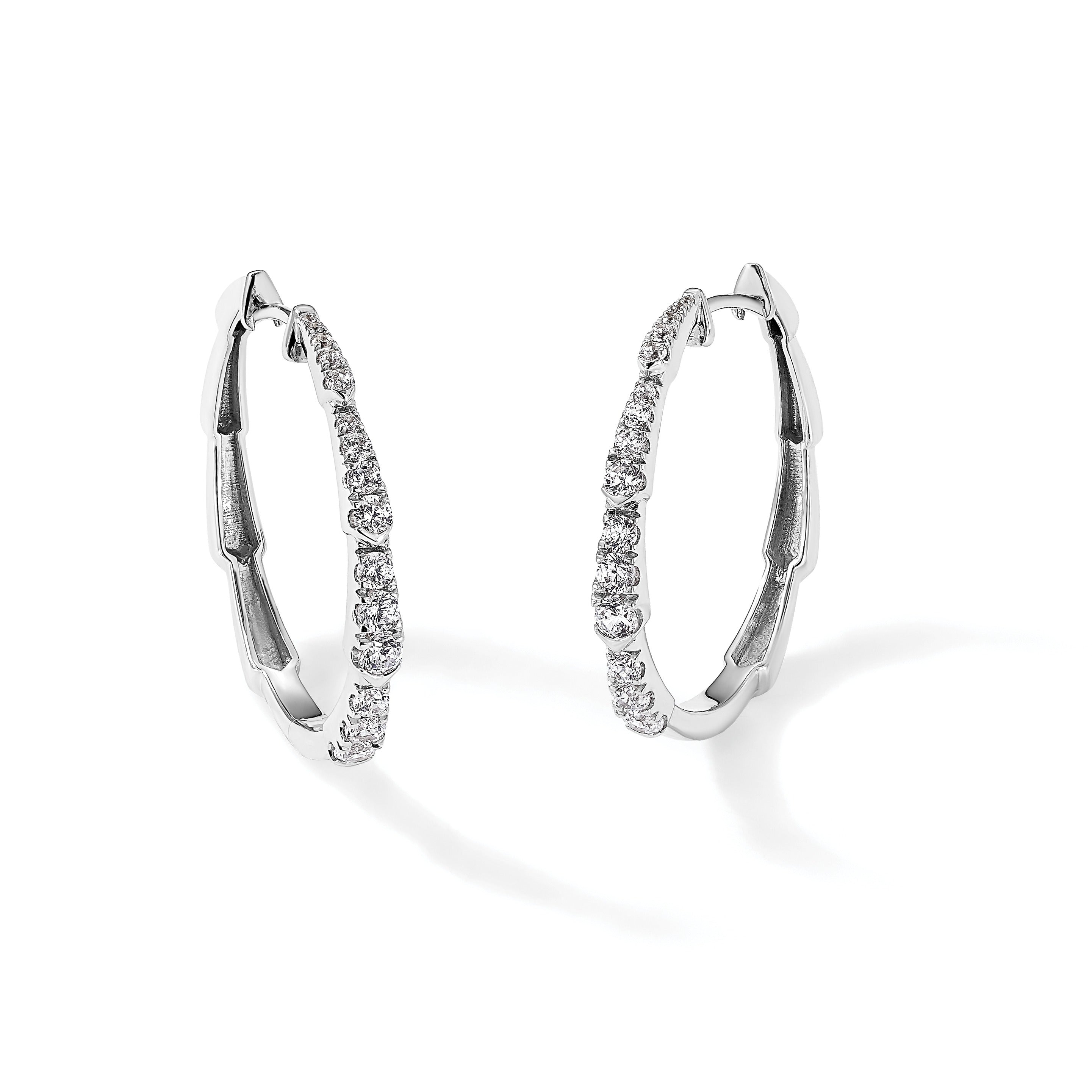 14K Gold Lab Grown Diamond Round Hoop Earrings