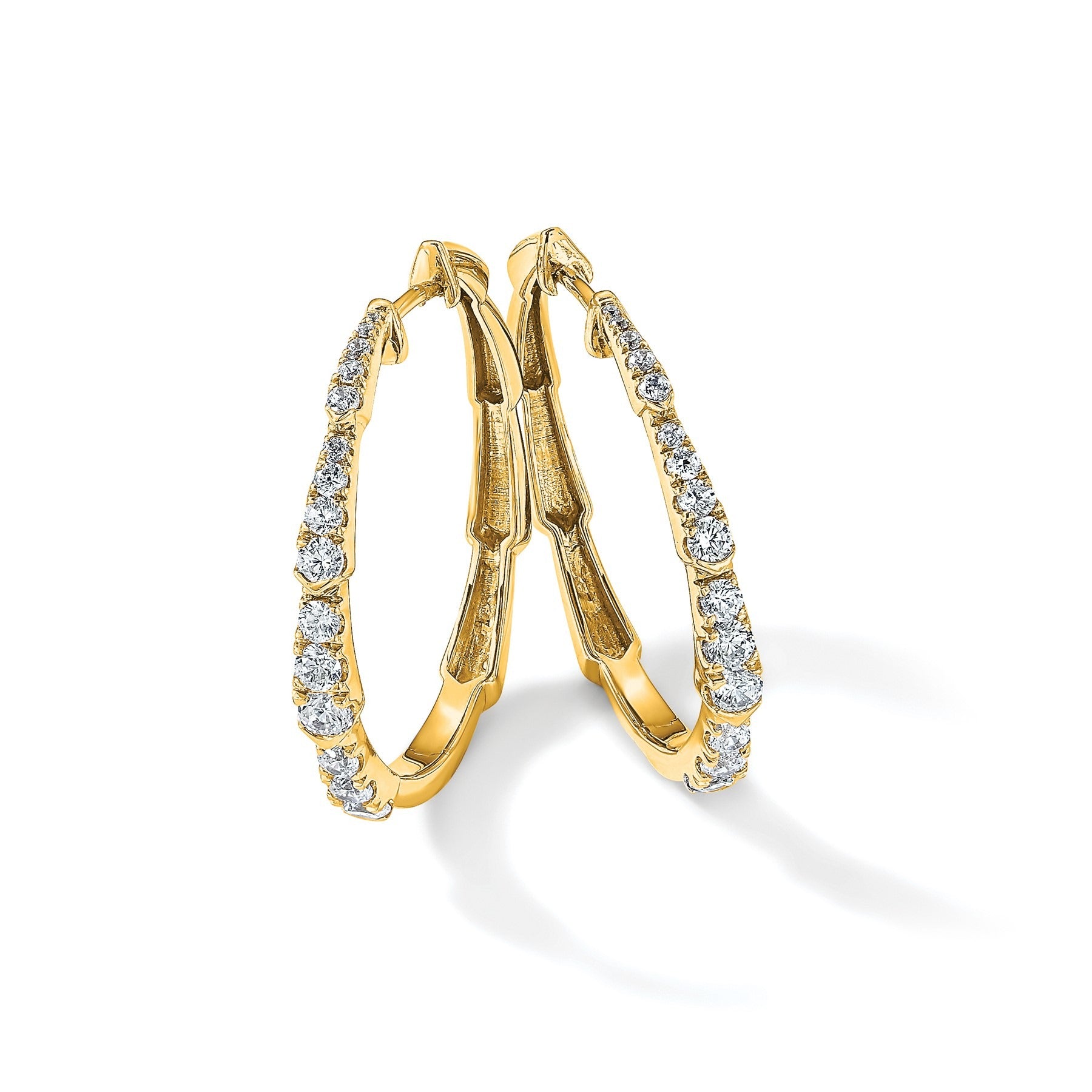 14K Gold Lab Grown Diamond Round Hoop Earrings