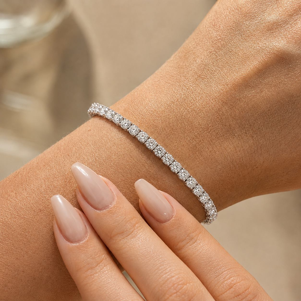 Round Shaped Lab Grown Diamond (F/VS) Classic Tennis Bracelet in 14K White Gold