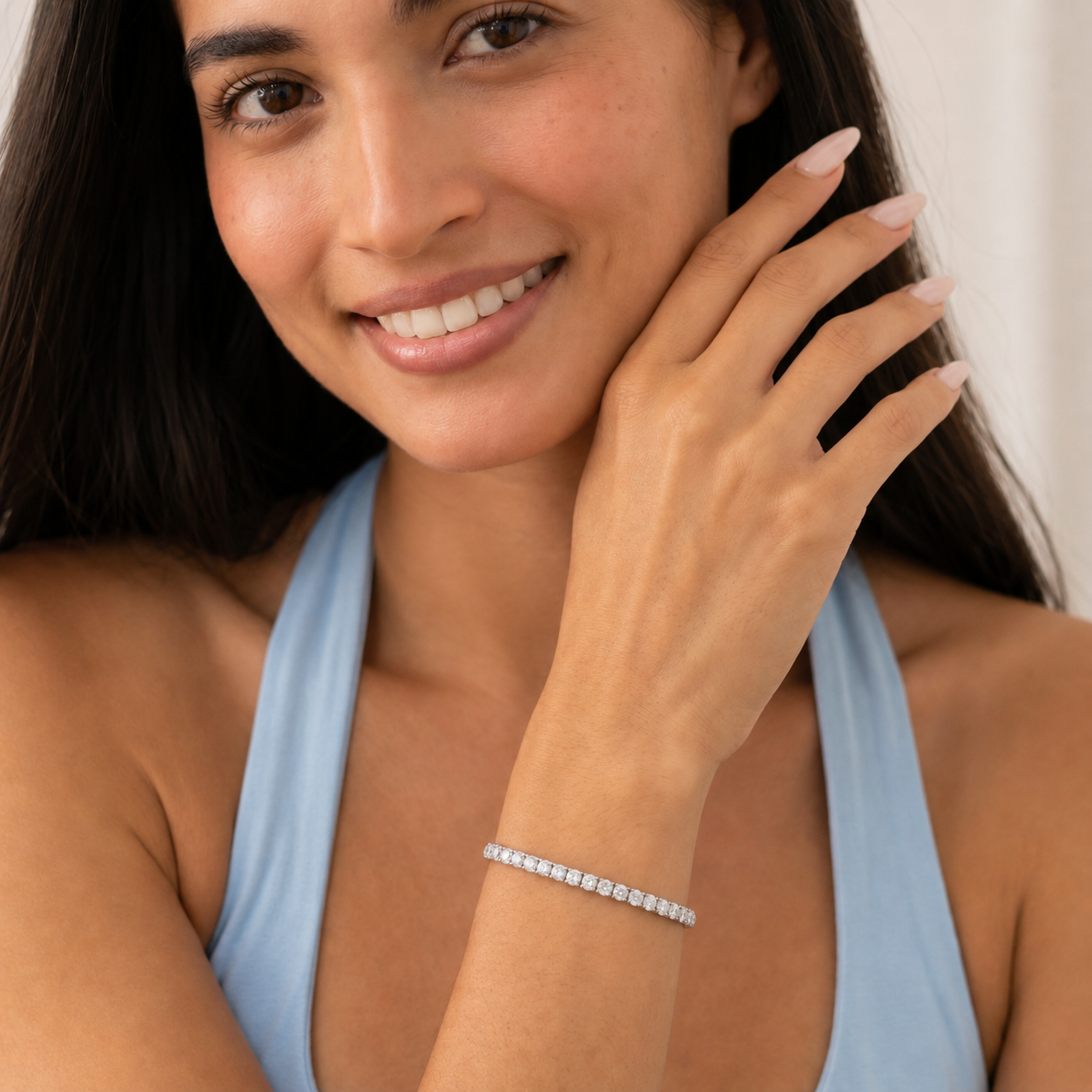 Round Shaped Lab Grown Diamond (F/VS) Classic Tennis Bracelet in 14K White Gold