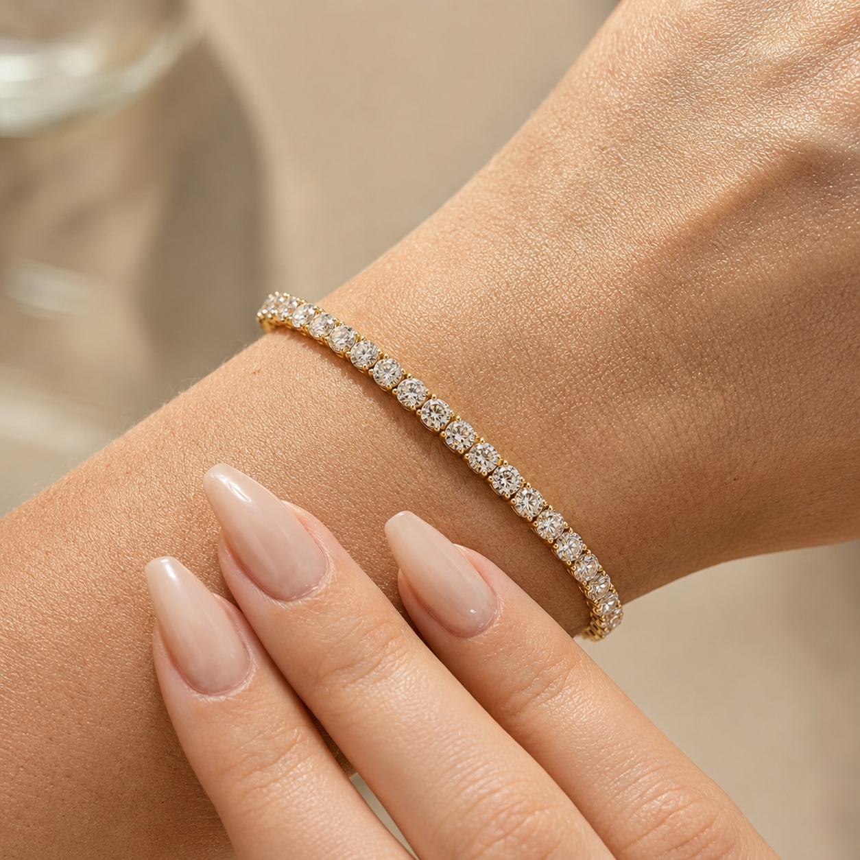 Round Shaped Lab Grown Diamond (F/VS) Classic Tennis Bracelet in 14K Gold