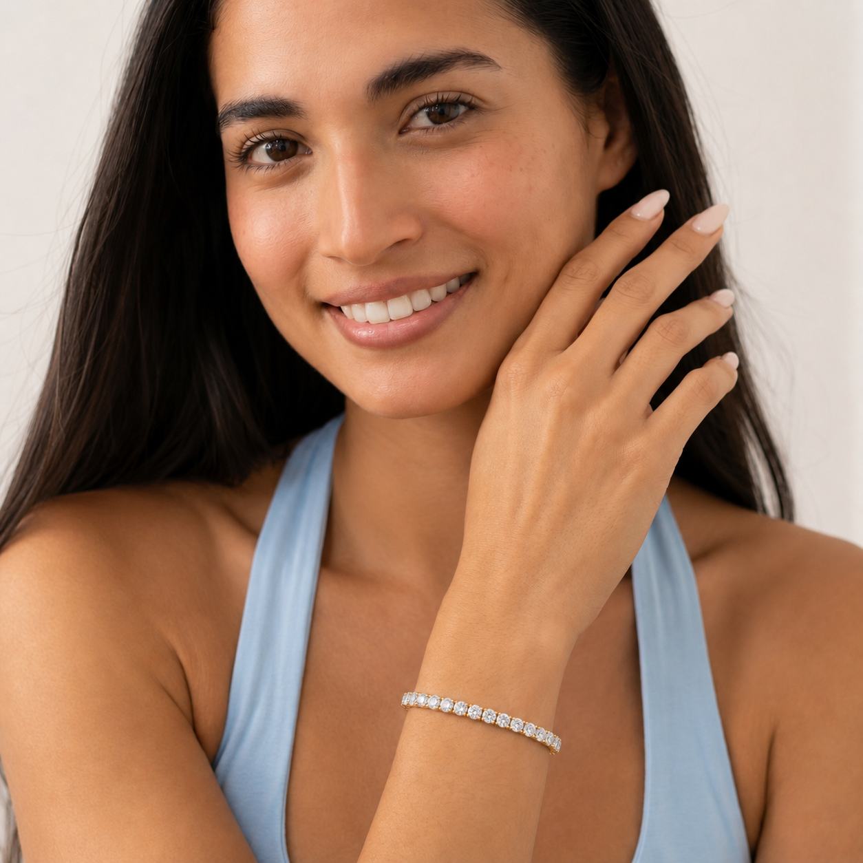 Round Shaped Lab Grown Diamond (F/VS) Classic Tennis Bracelet in 14K Gold