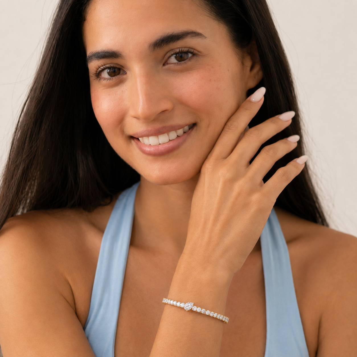 10Cttw Pear Shaped Lab Grown Diamond (F/VS) East West Station Bracelet in 14K Gold