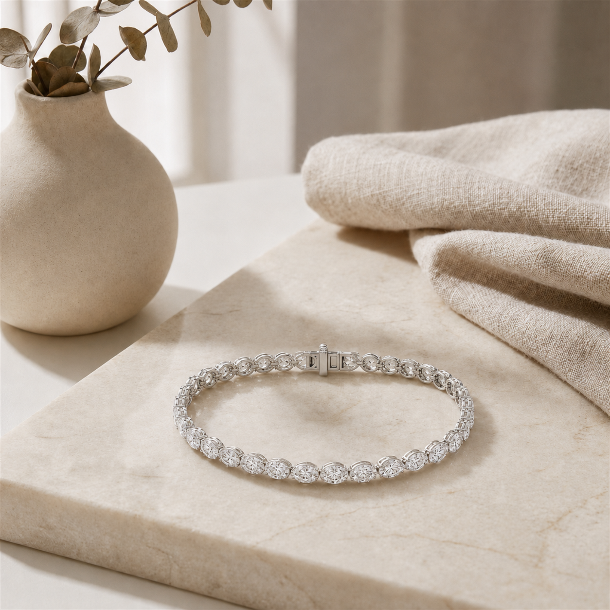 Oval Shaped Lab Grown Diamond (F/VS) Bracelet in 14K Gold