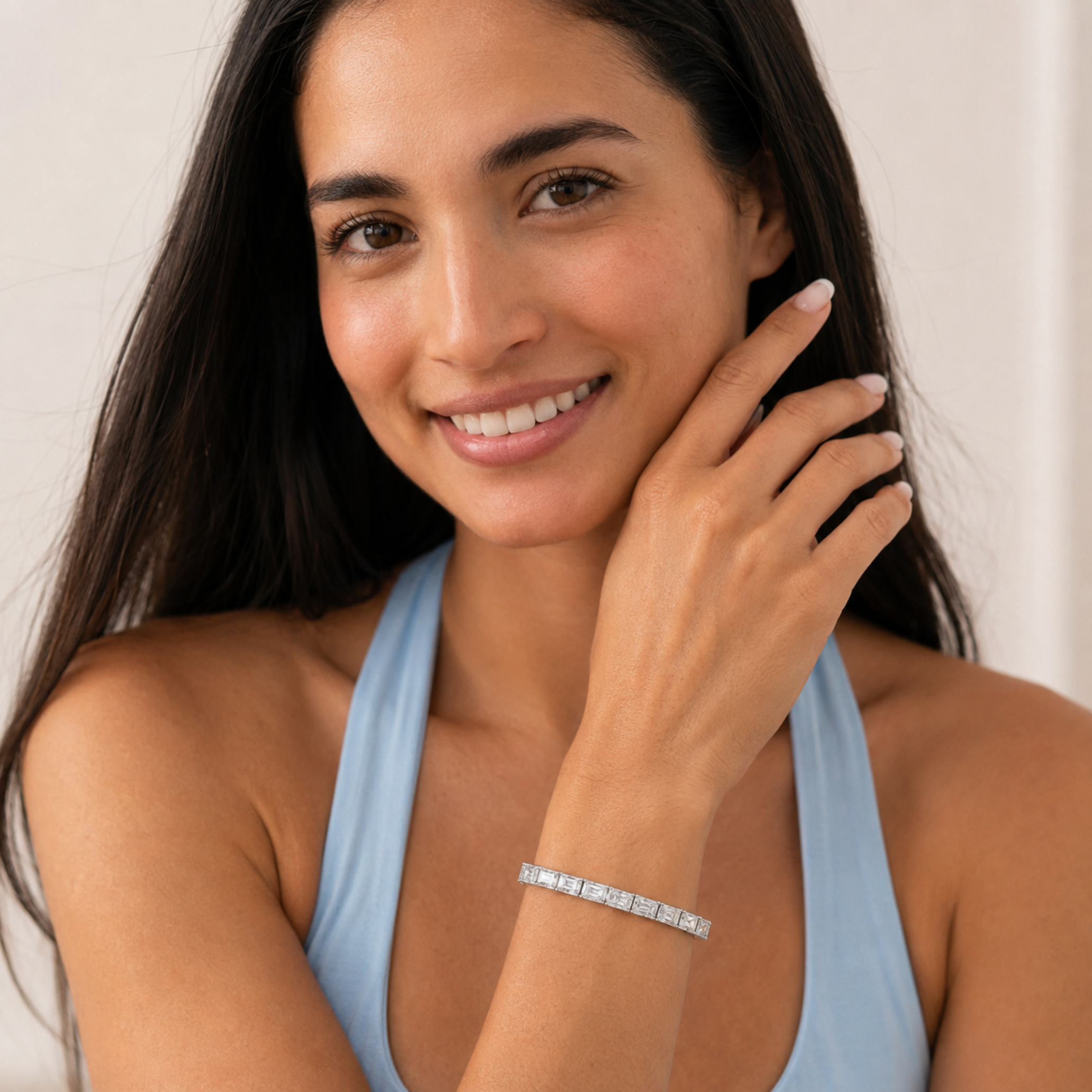 13Cttw Emerald Shaped Lab Grown Diamond (F/VS) Classic Line Bracelet in 14K Gold