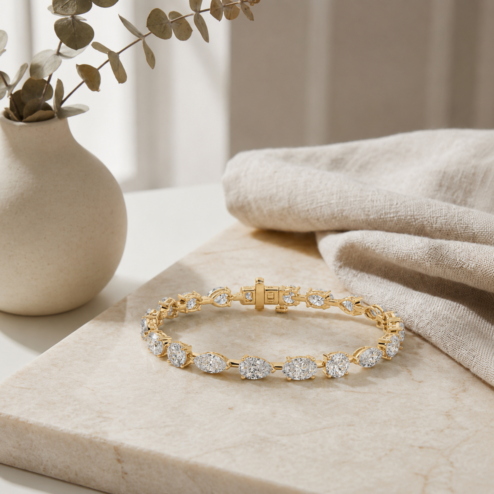Mix Shaped Lab Grown Diamond (F/VS) Bracelet in 14K Gold