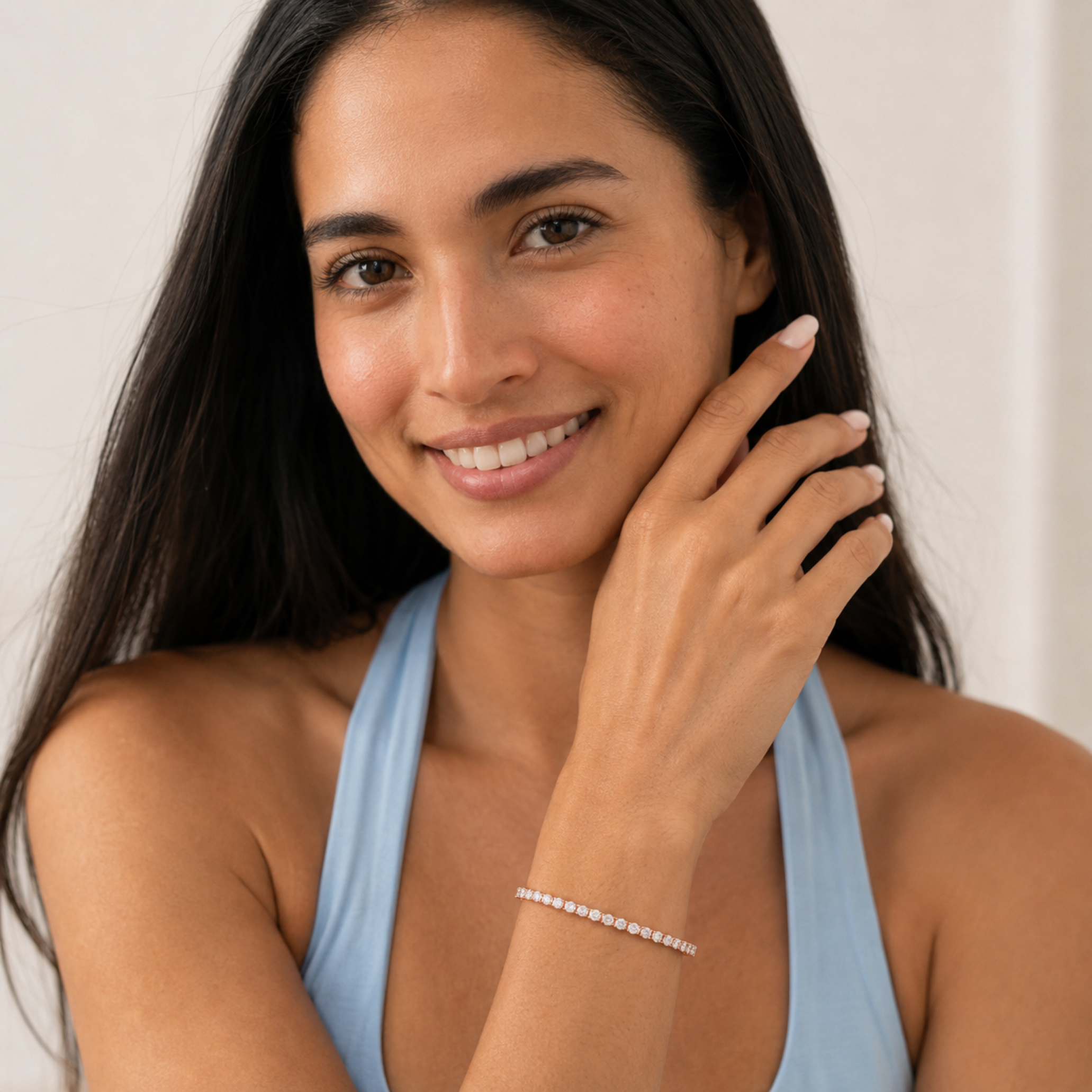 Round Shaped Lab Grown Diamond (F/VS) Tennis Bracelet in 14K Gold
