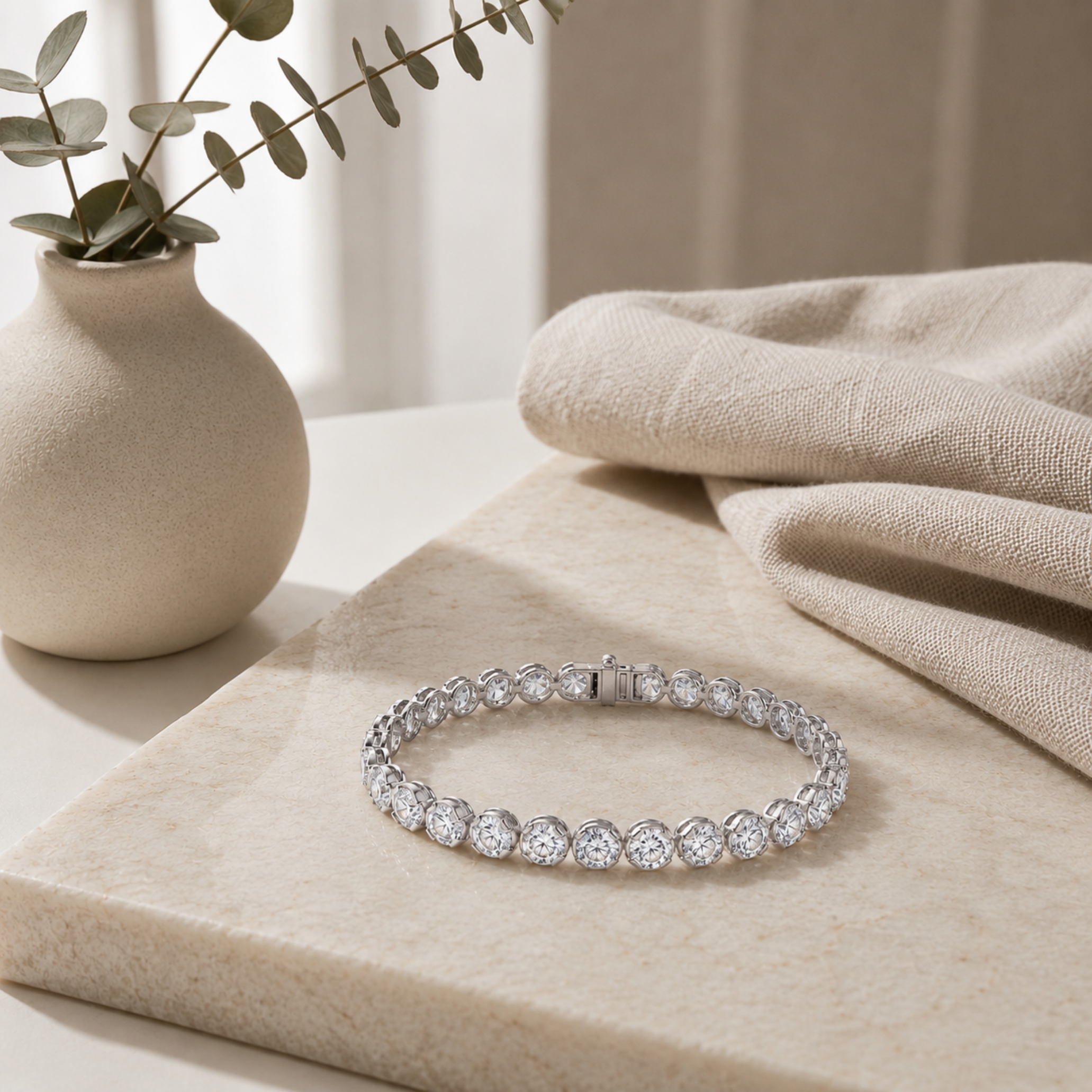 Round Shaped Lab Grown Diamond (F/VS) Bracelet in 14K Gold