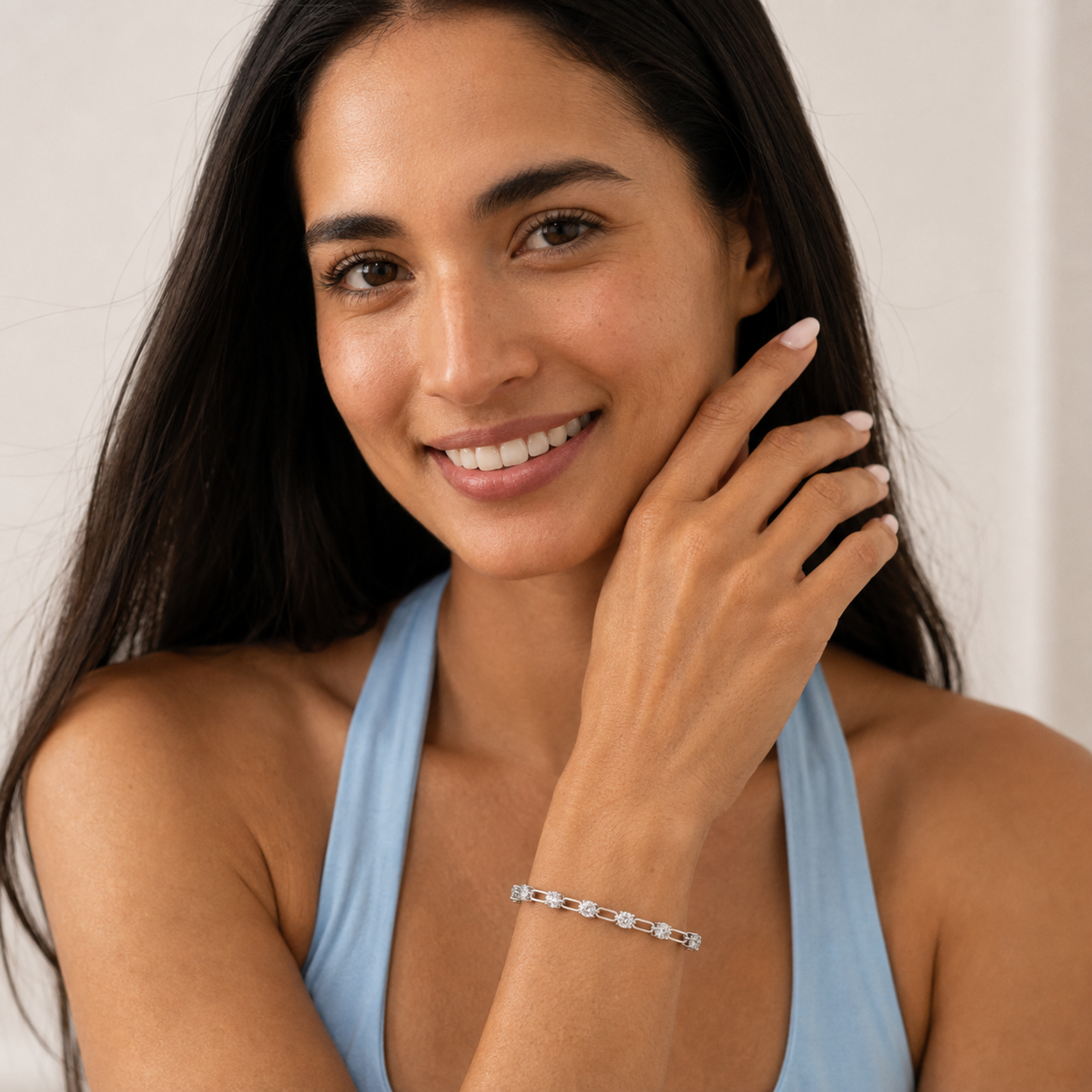 3Cttw Round Shaped Lab Grown Diamond (F/VS) Station Bracelet in 14K Gold