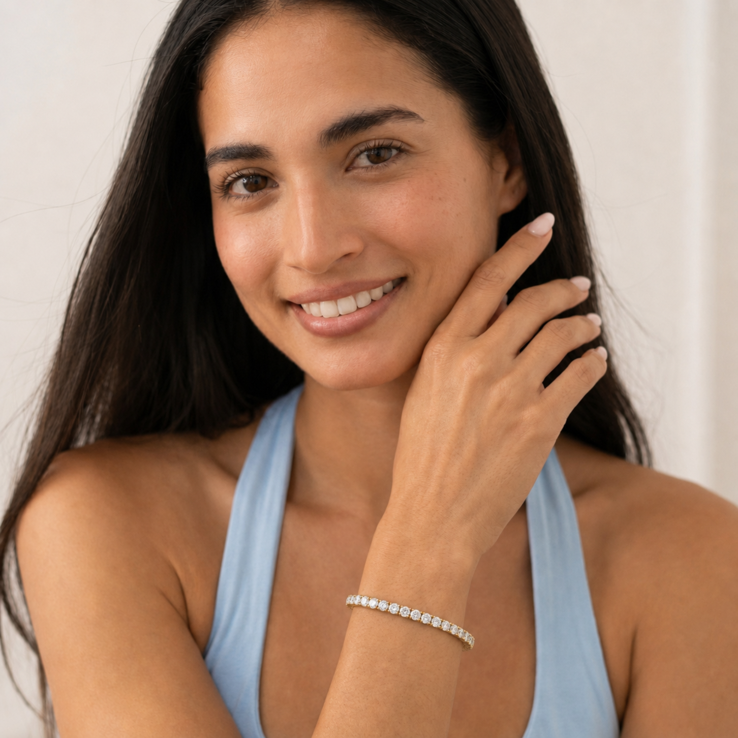 Round Shaped Lab Grown Diamond Tennis Bracelet in 14K Gold (F/VS)