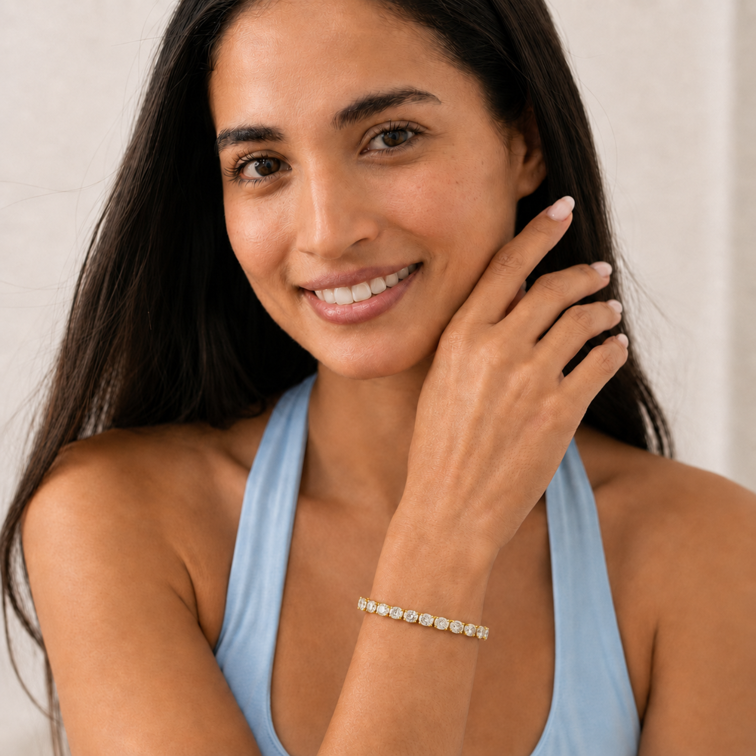 Oval Shaped Lab Grown Diamond East & West Bracelet in 14K Gold (F/VS)