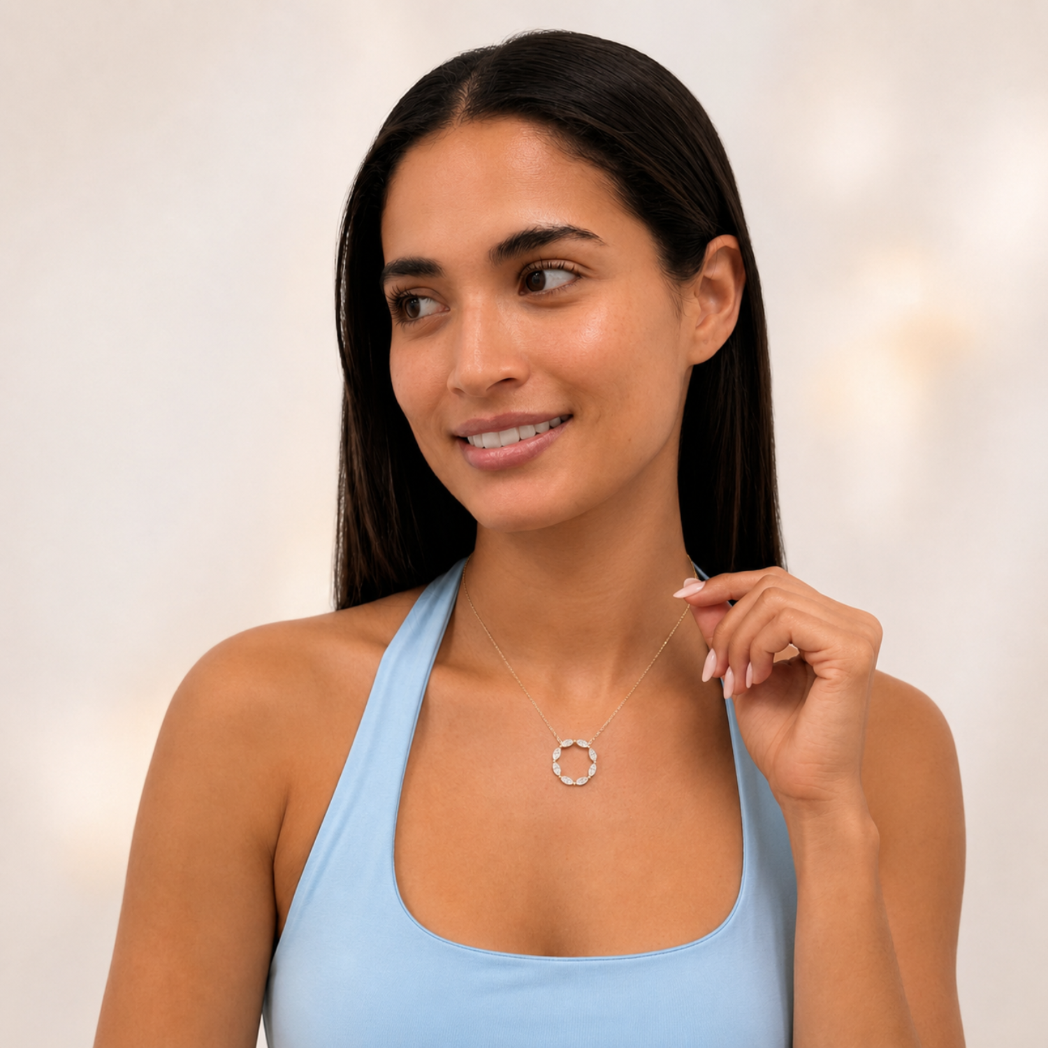 2.25 Ct Marquise (F/VS) Lab Grown Diamond Prong 14K Yellow Gold Fancy Open Circle Pendant Necklace