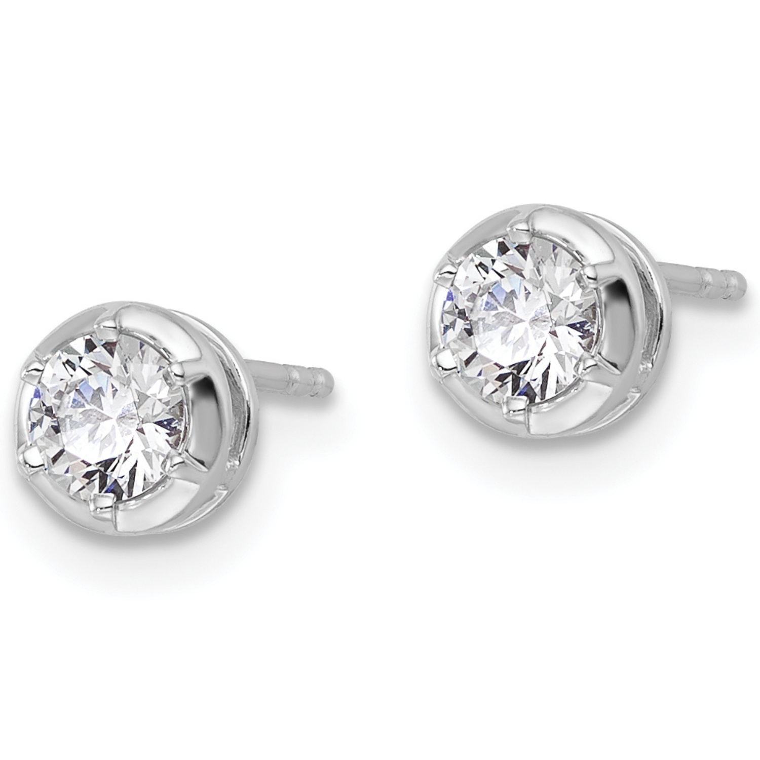 14K White Gold Lab Grown Diamond Solitaire Earrings 1/2 Ct