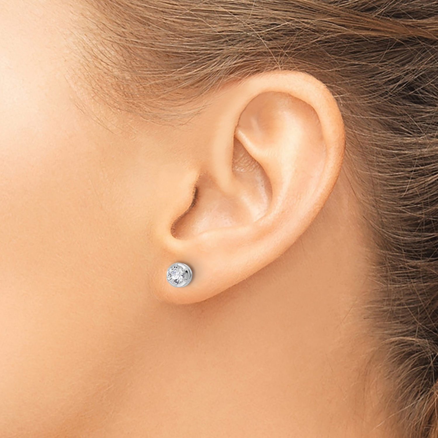 14K White Gold Lab Grown Diamond Solitaire Earrings 1/2 Ct