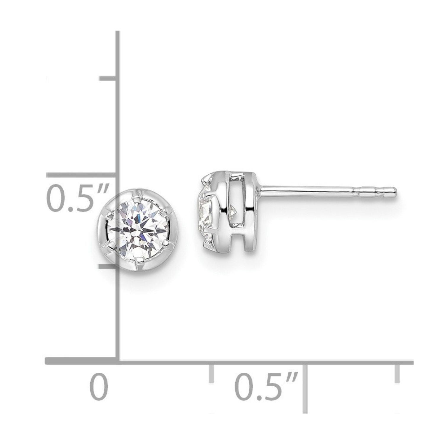 14K White Gold Lab Grown Diamond Solitaire Earrings 1/2 Ct