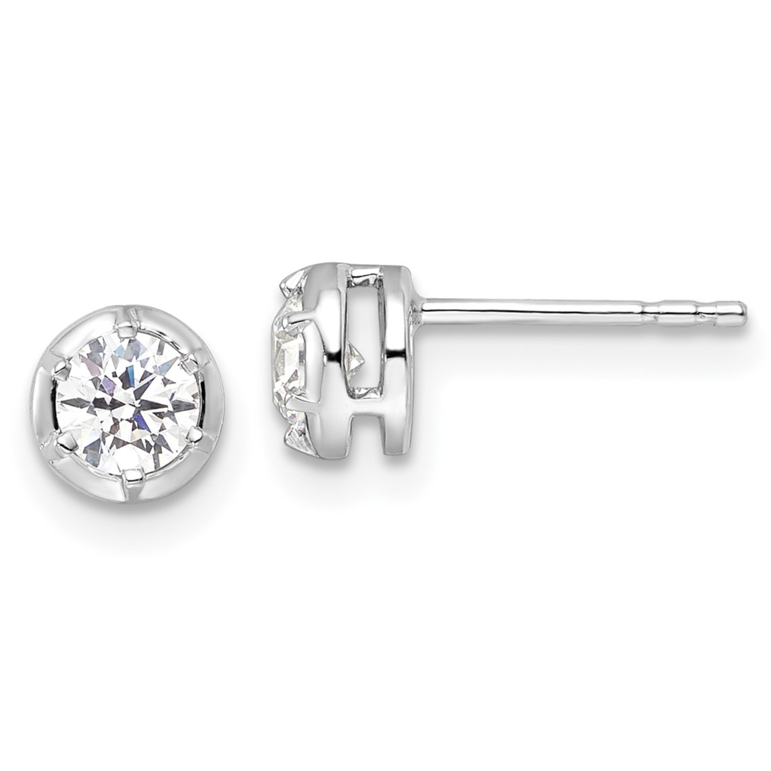 14K White Gold Lab Grown Diamond Solitaire Earrings 1/2 Ct