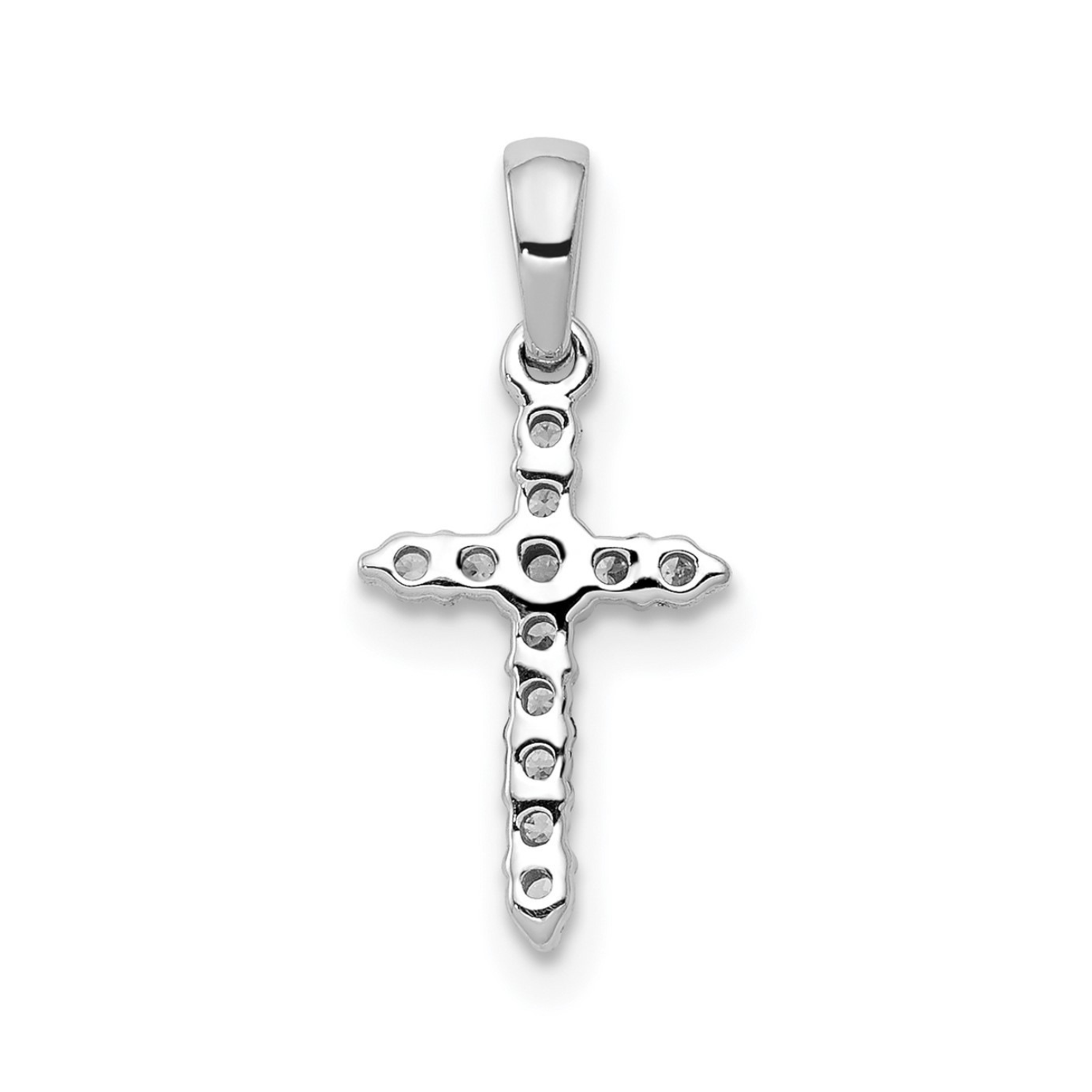 14k White Gold 1/10 carat Lab Grown Diamond Cross Pendant