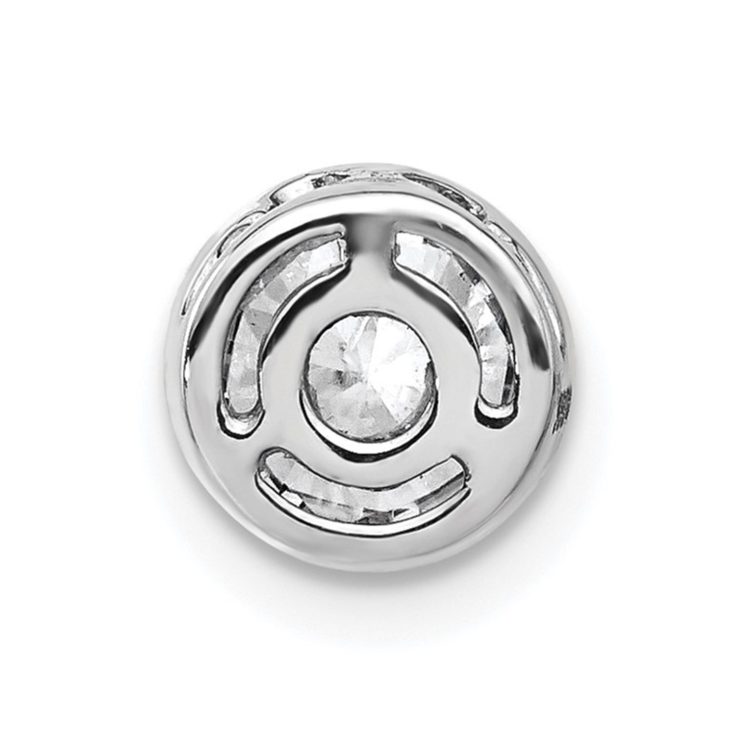 14k White Gold Round Lab Grown Diamond Bezel Chain Slide Pendant 1 ct