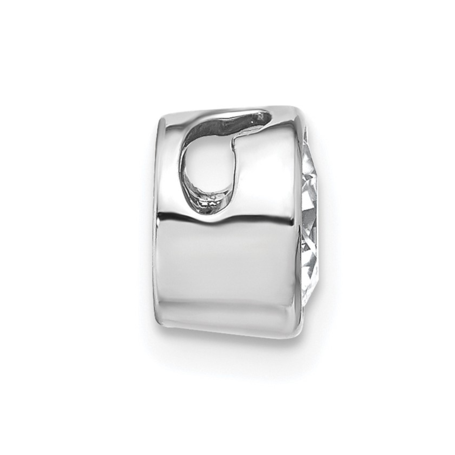 14k White Gold Round Lab Grown Diamond Bezel Chain Slide Pendant 1 ct