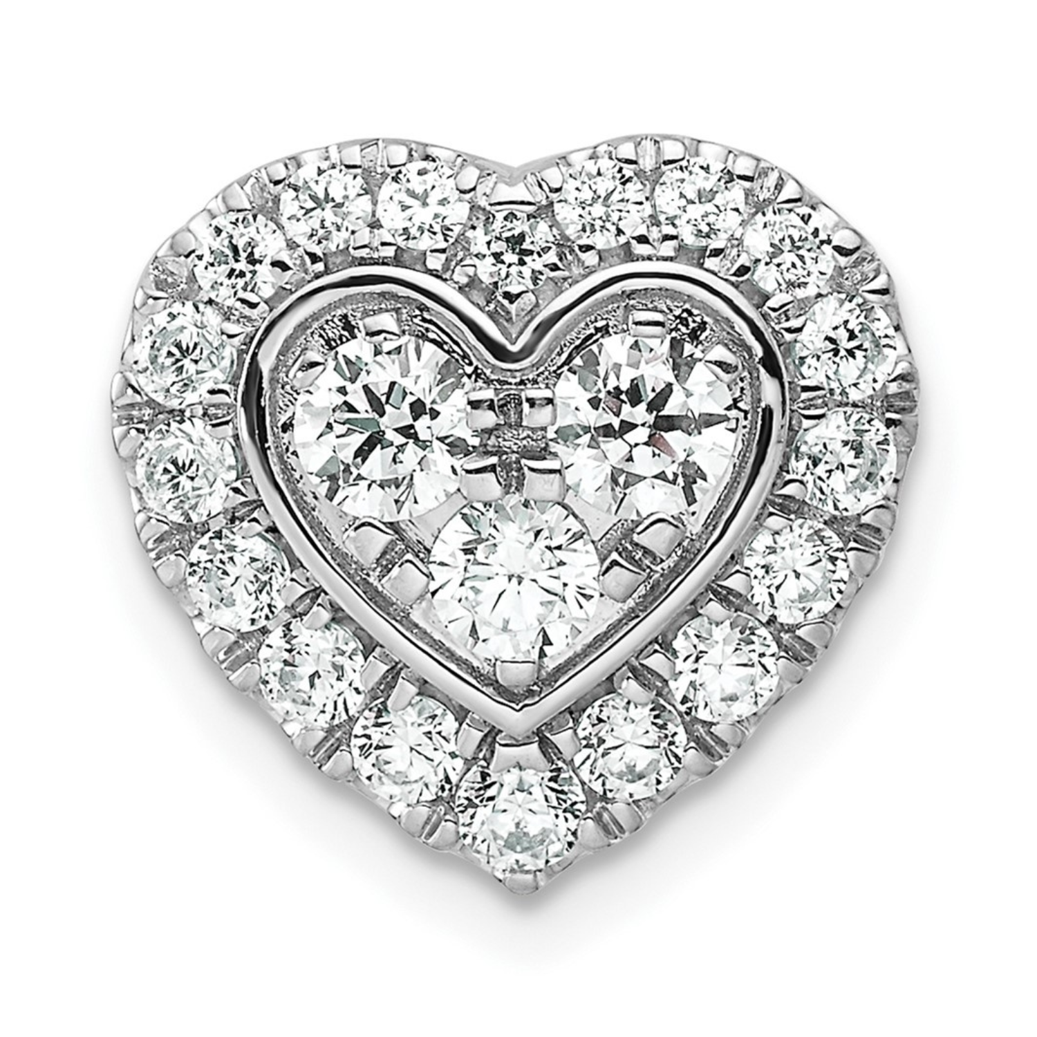 Lab Grown Diamond Halo Heart Chain Slide Pendant 14k Gold