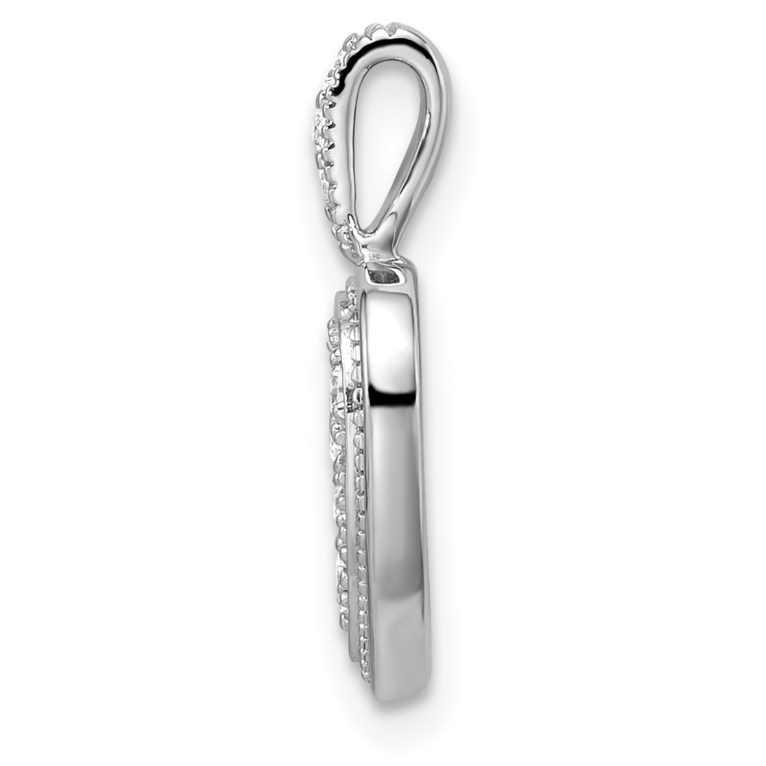 14k White Gold Lab Diamond Cluster Heart Pendant