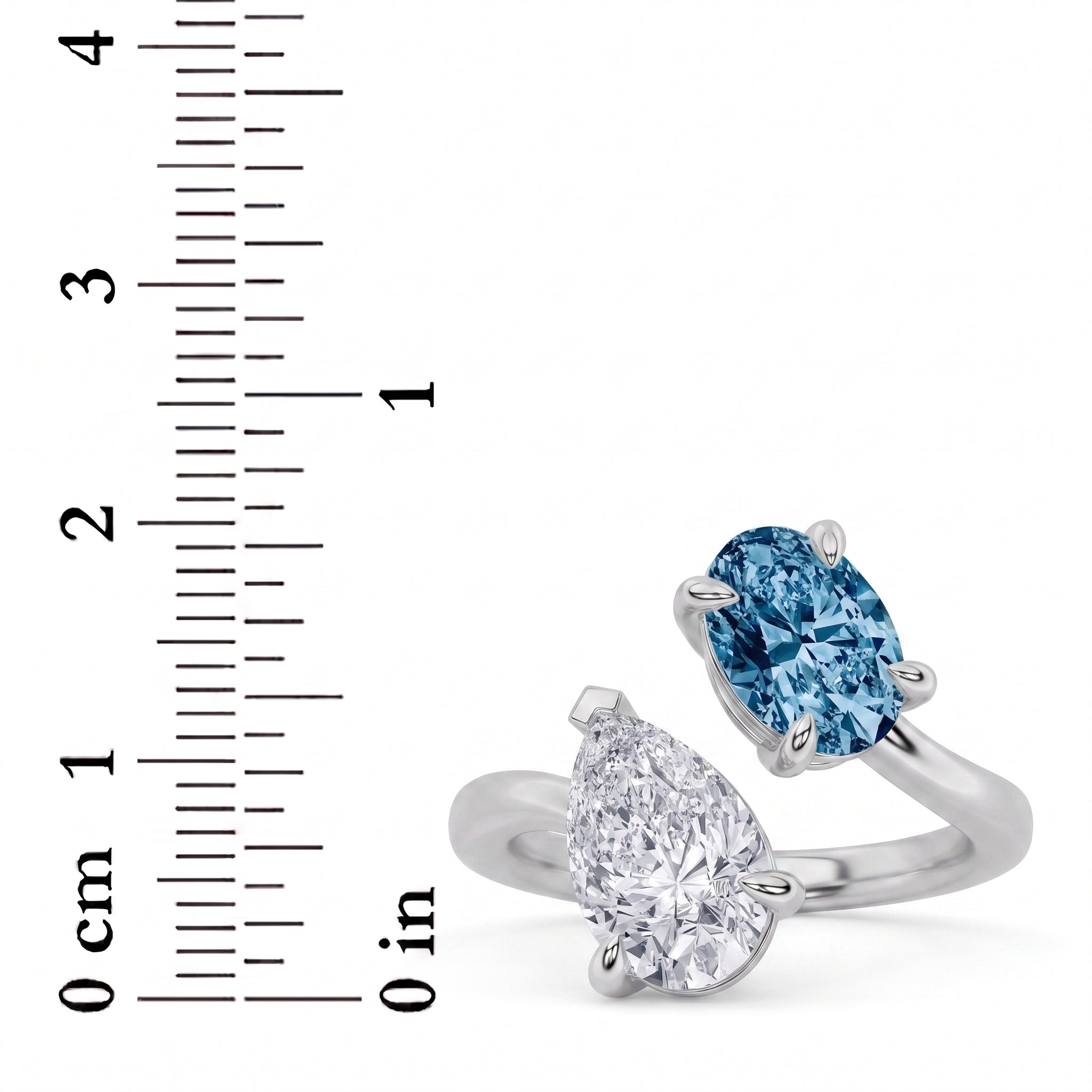 3Cttw Oval Shaped Lab Grown Diamond (F/VS) Toi et Moi Fashion Engagement Ring in 14K Gold