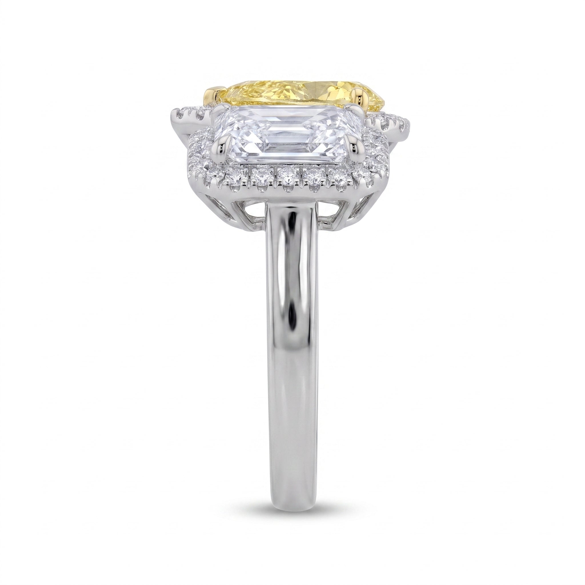 3Cttw Radiant Shaped Lab Grown Diamond (F/VVS) Toi et Moi Fashion Engagement Ring 14K Gold