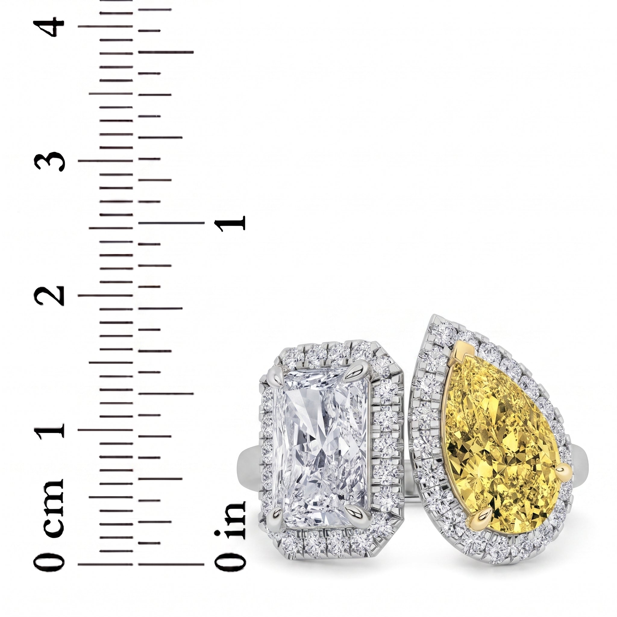 3Cttw Radiant Shaped Lab Grown Diamond (F/VVS) Toi et Moi Fashion Engagement Ring 14K Gold