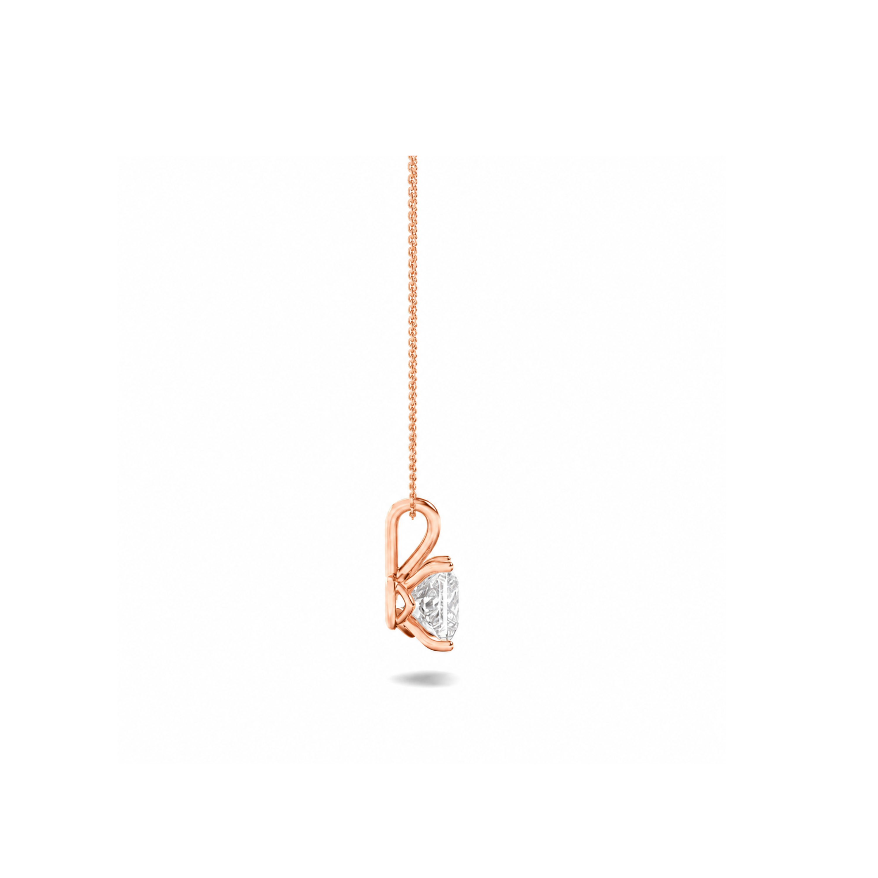 1 Ct Princess (F/VS) Lab Grown Diamond Prong 14K Rose Gold Split Bale Solitaire Pendant Necklace