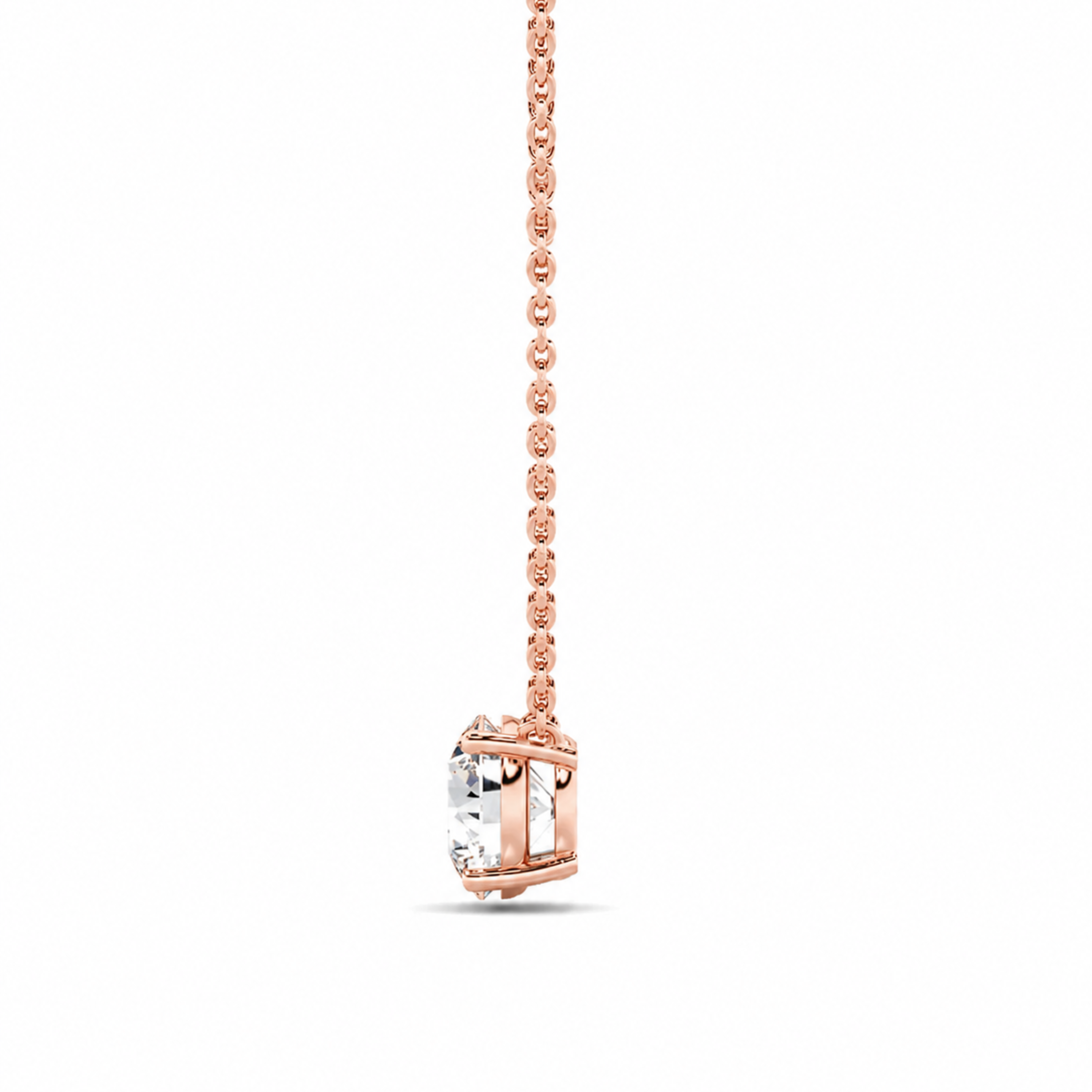 Round Lab Grown Diamond Prong 14k Rose Gold Solitaire Pendant Necklace