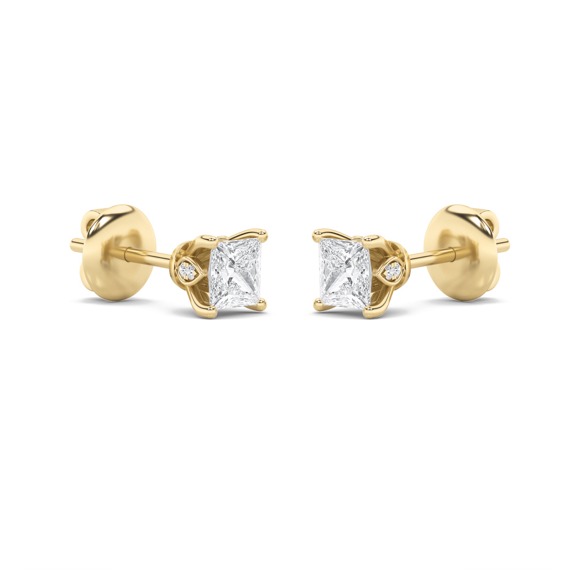 Princess Cut Lab Grown Diamond Solitaire Studs Earrings